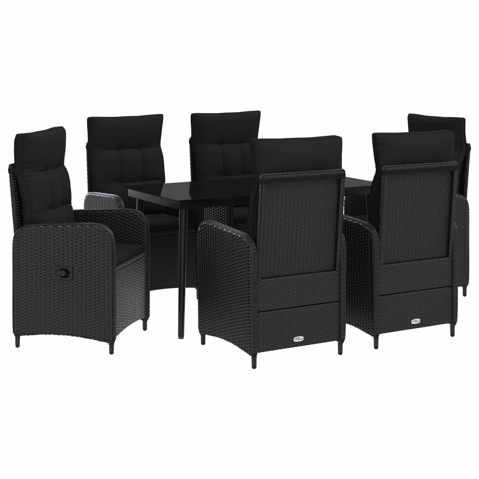 vidaXL Sofa-Tischset mit Kissen mit Kissen 7 pcs Schwarz