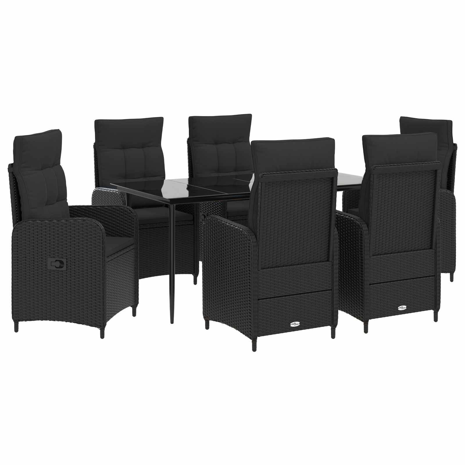 vidaXL Sofa-Tischset 7 pcs PE Rattan und pulverbeschichteter Stahl