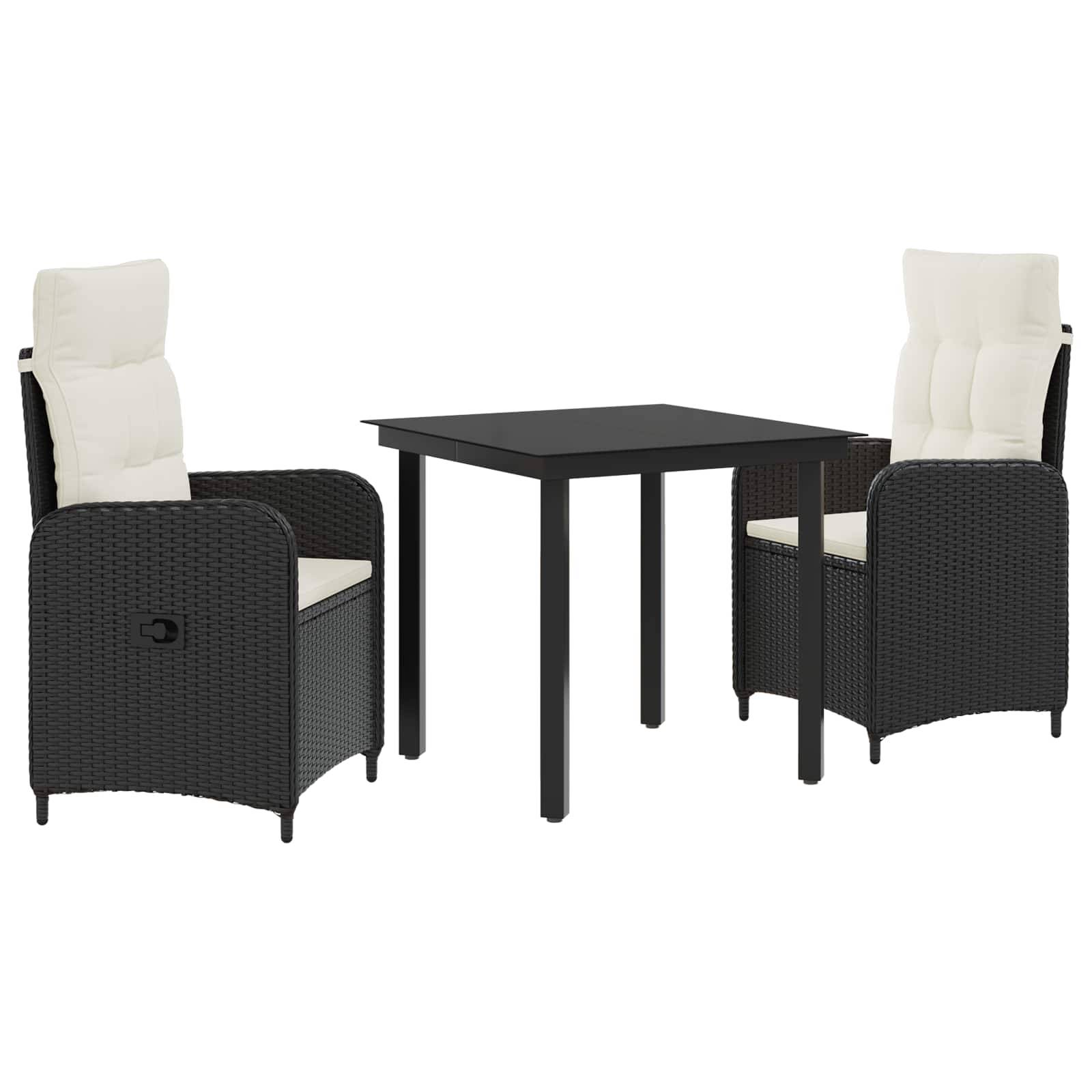 vidaXL Sofa-Tischset mit Kissen mit Kissen 3 pcs Schwarz und Cremeweiß