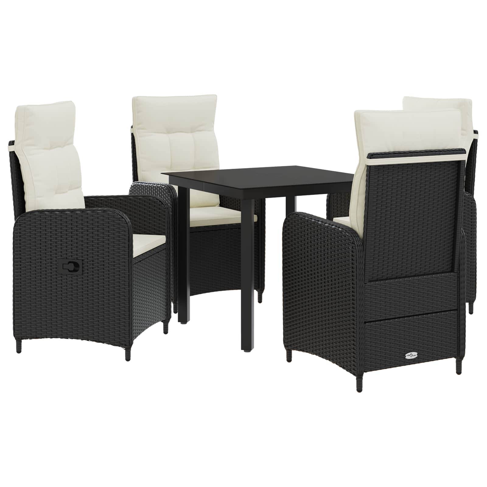 vidaXL Sofa-Tischset mit Kissen mit Kissen 5 pcs Schwarz und Cremeweiß