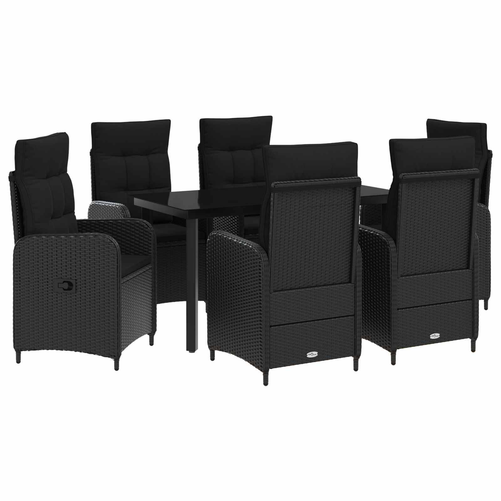 vidaXL Sofa-Tischset mit Kissen mit Kissen 7 pcs Schwarz