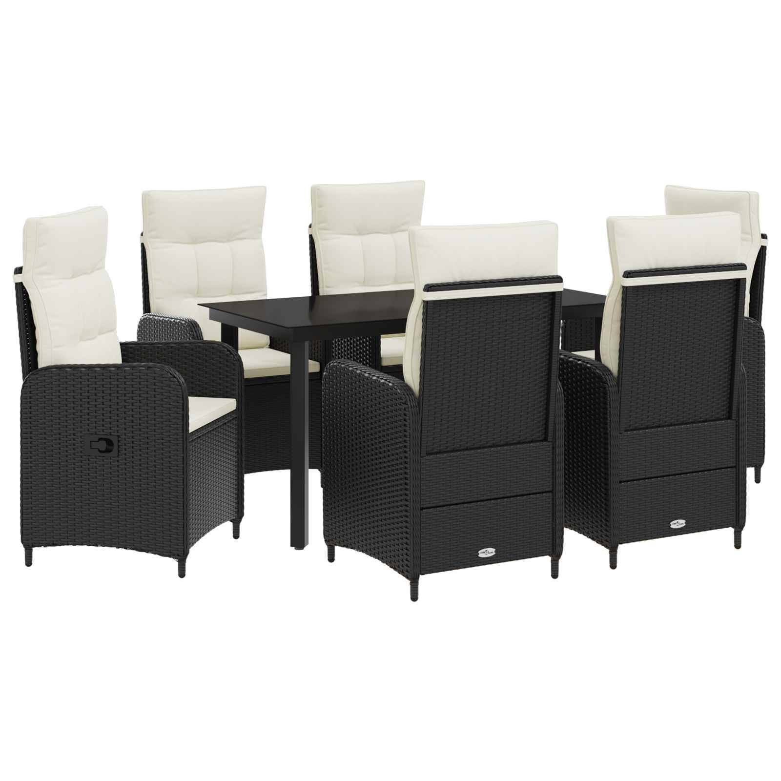 vidaXL Sofa-Tischset mit Kissen mit Kissen 7 pcs Schwarz und Cremeweiß