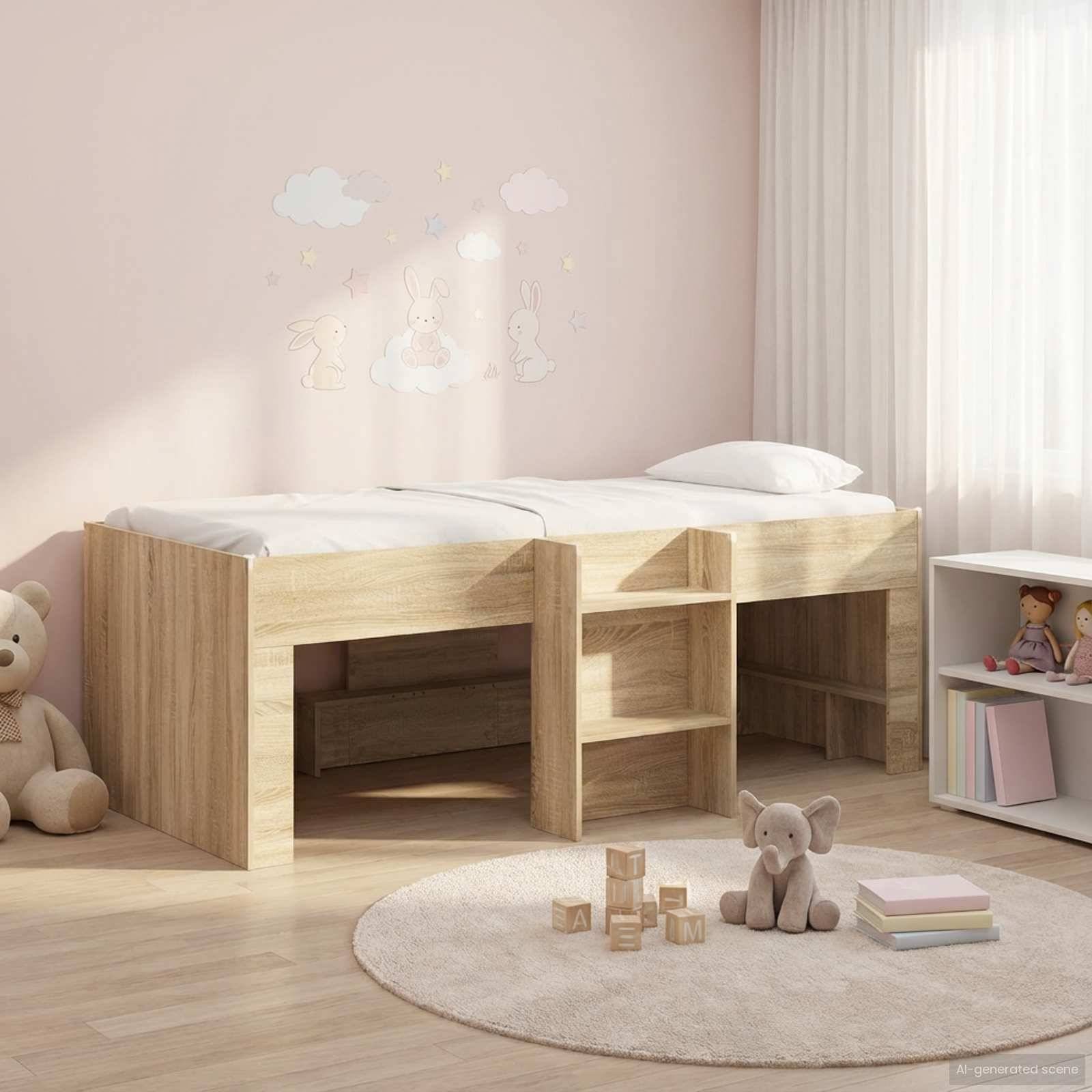 vidaXL Hochbett für Kinder Sonoma-Eiche 90 x 200 cm Holzwerkstoff
