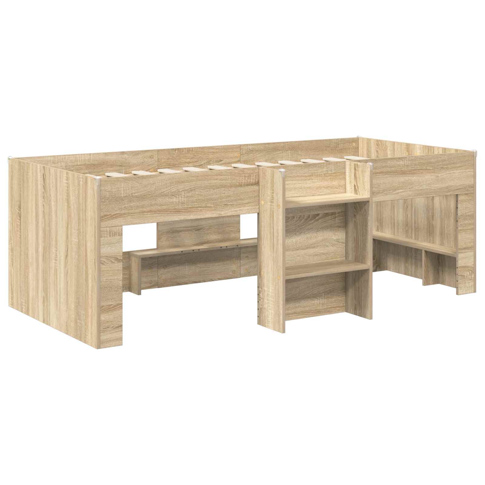 vidaXL Bett mit Tunnel 3 Stk. Sonoma Eiche und Pink Holzwerkstoff