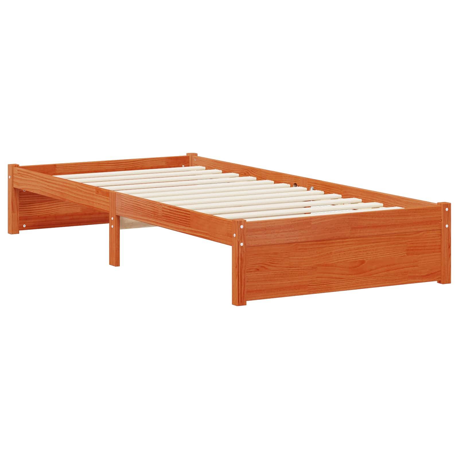 vidaXL Bücherregal-Bett mit Kopfteil mit Speicher Massivholz Kiefer