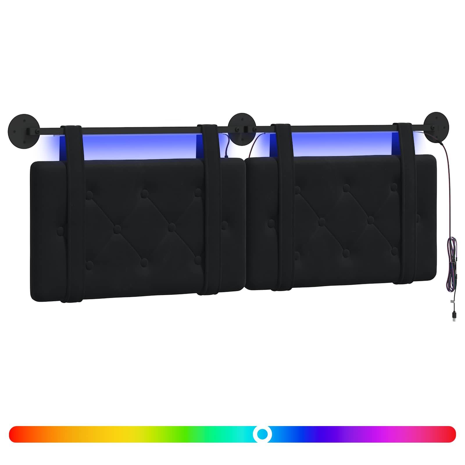 vidaXL Hängendes Kopfteil Mit LED Licht Schwarz Samt