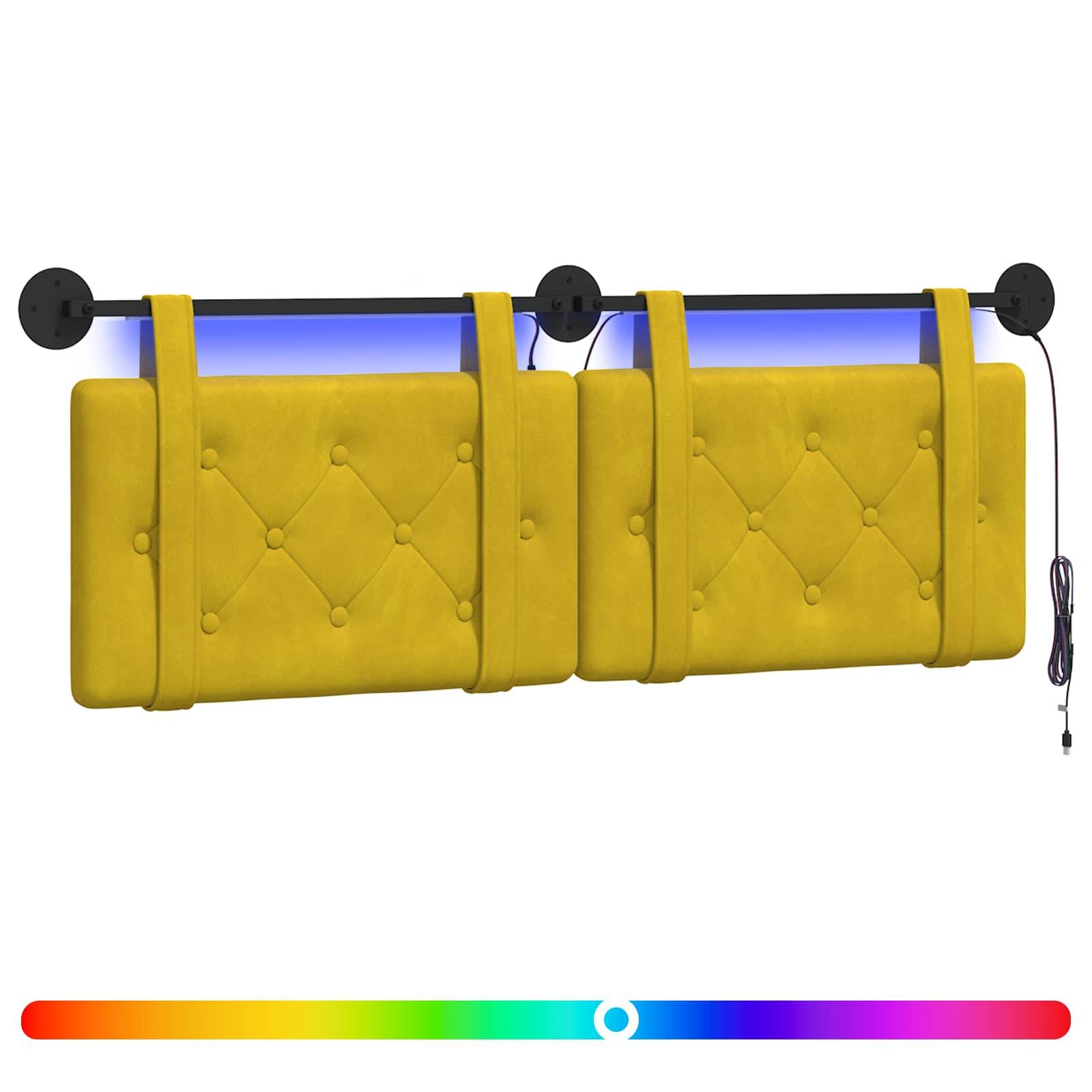 vidaXL Hängendes Kopfteil Mit LED Licht Gelb Samt