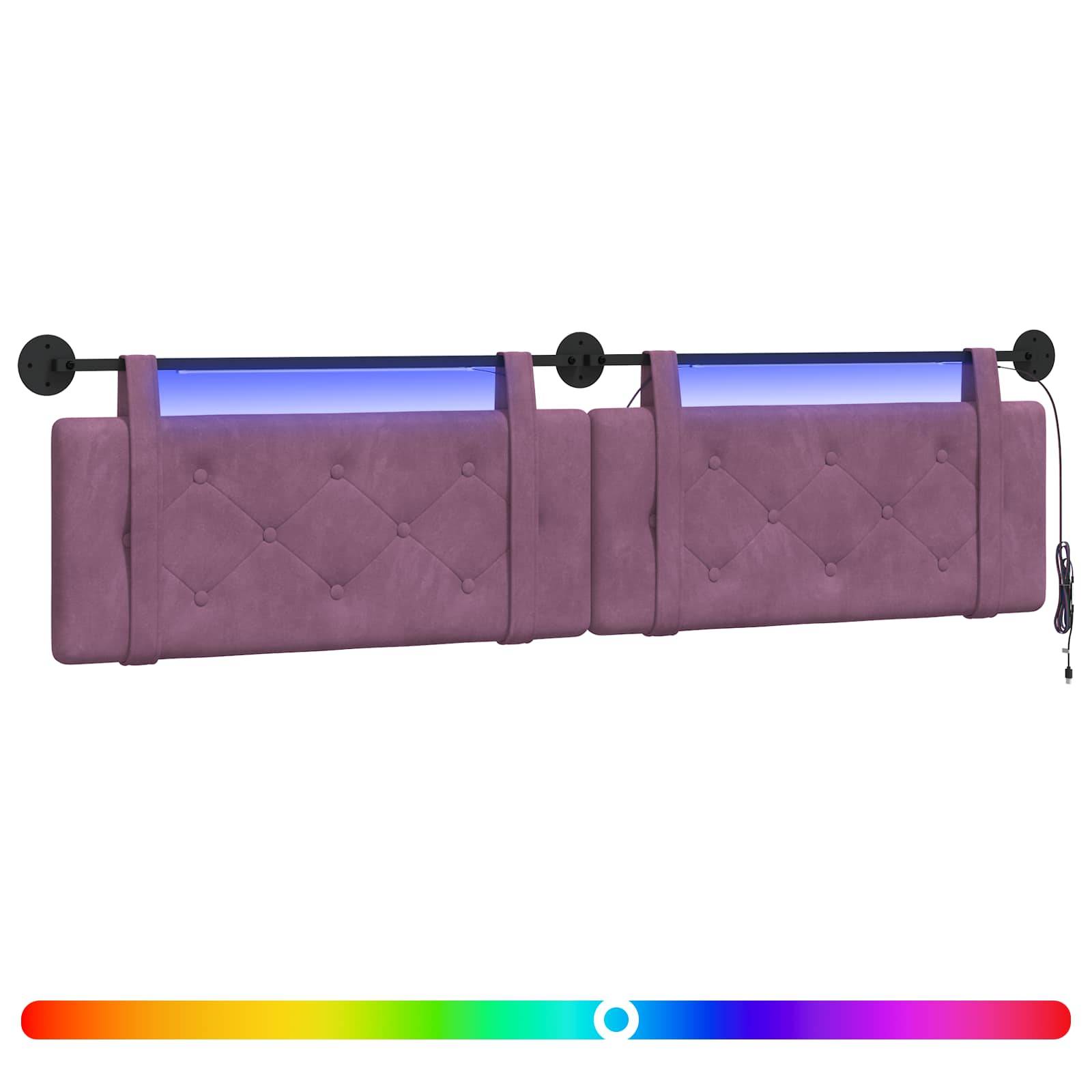 vidaXL Hängendes Kopfteil Mit LED Licht Lila Samt