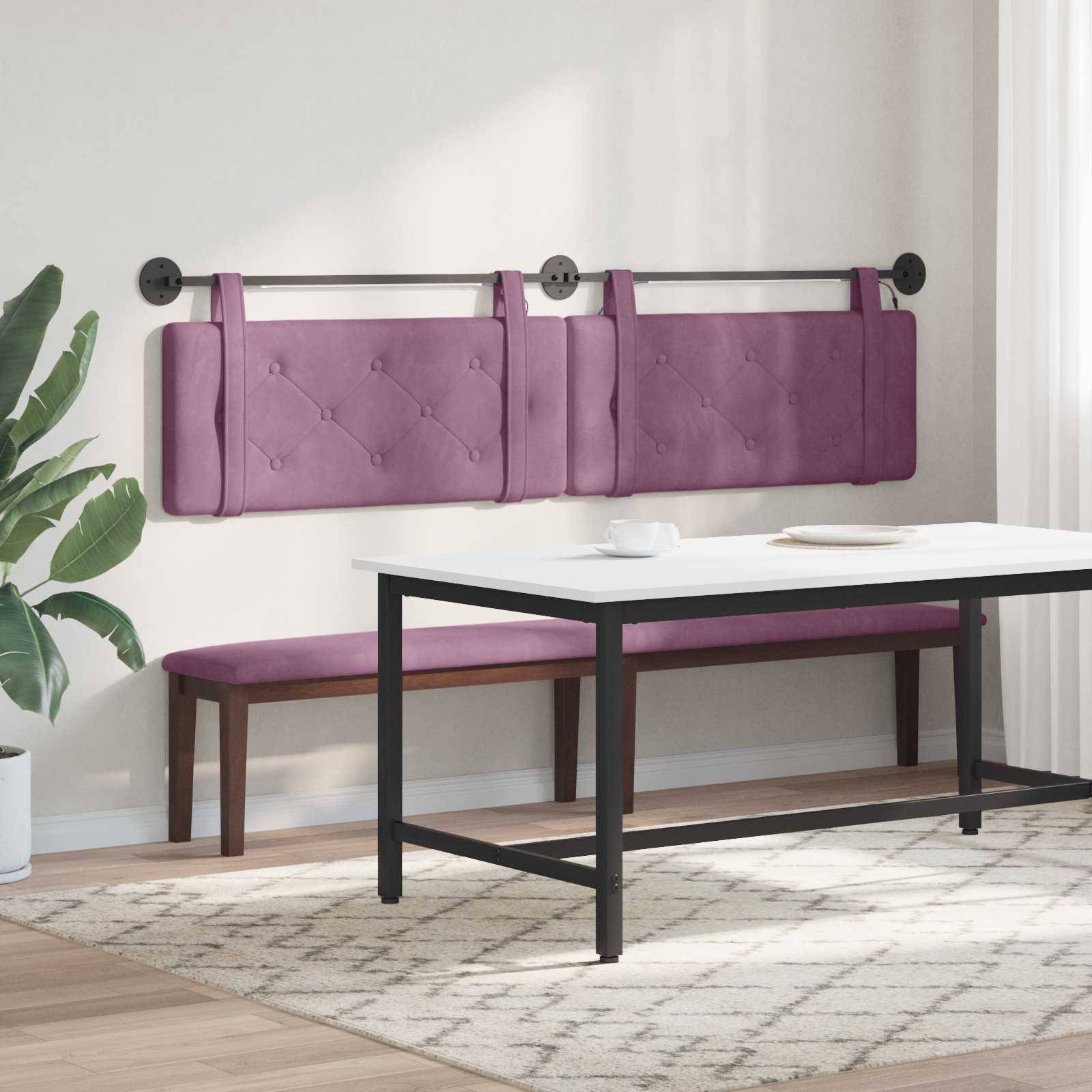 vidaXL Hängendes Kopfteil Mit LED Licht Lila Samt