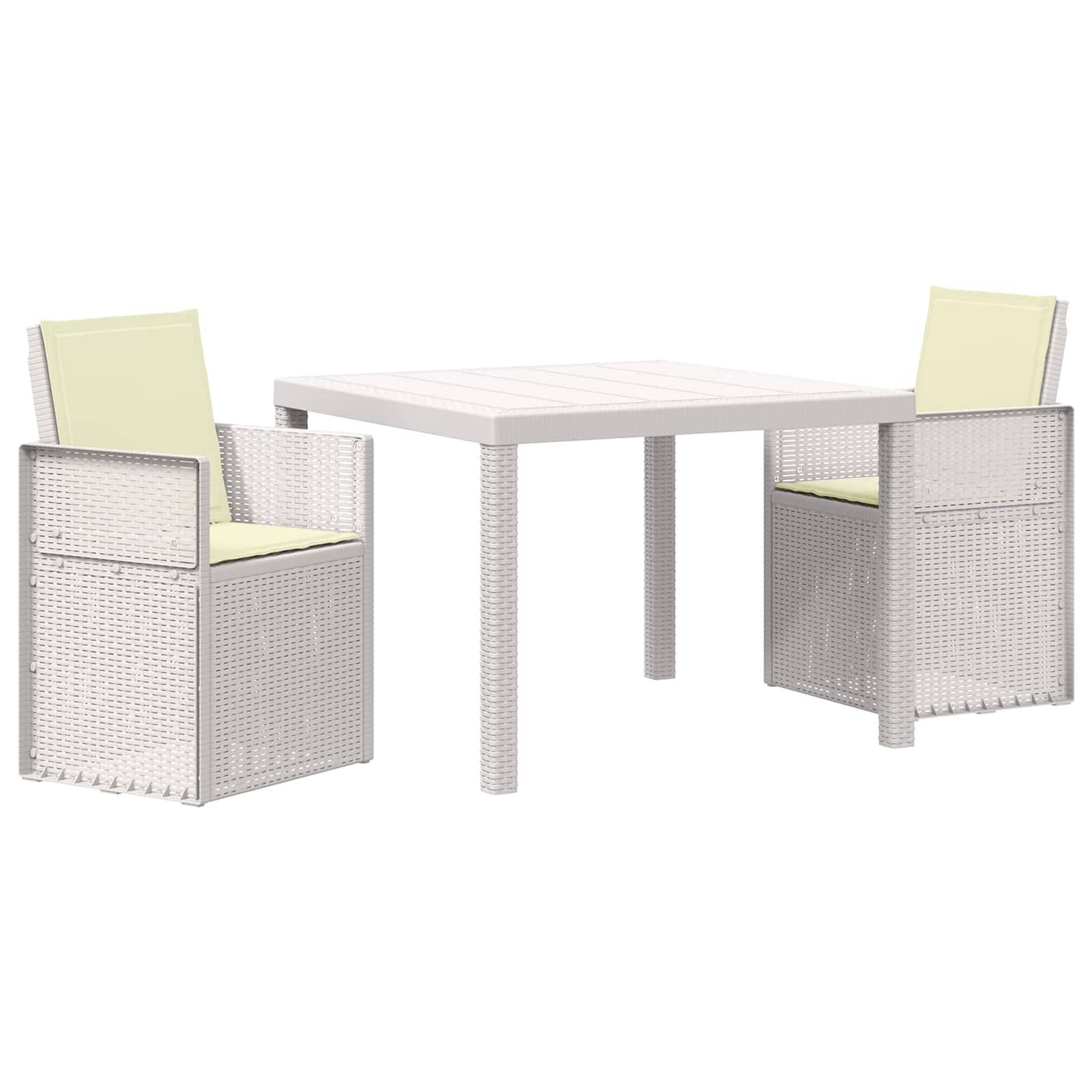 vidaXL Garten Essgruppe mit Kissen 3 pcs Weiß und Creme PP