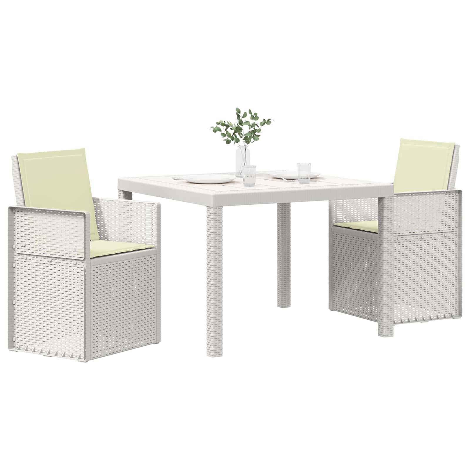 vidaXL Garten Essgruppe mit Kissen 3 pcs Weiß und Creme PP