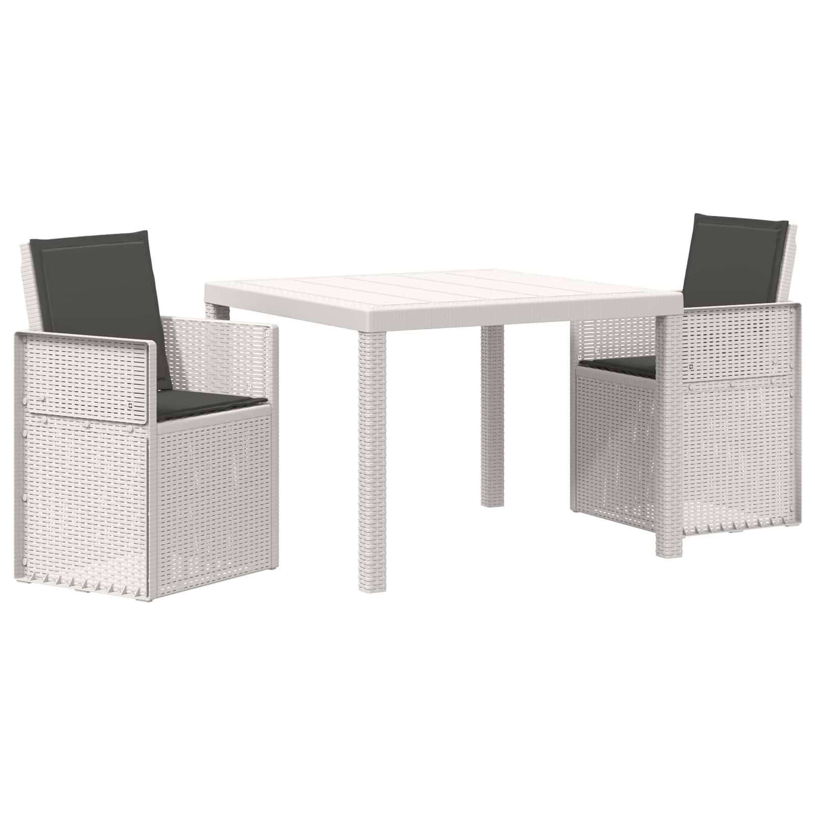 vidaXL Garten Essgruppe mit Kissen 3 pcs Weiß und Anthrazit PP