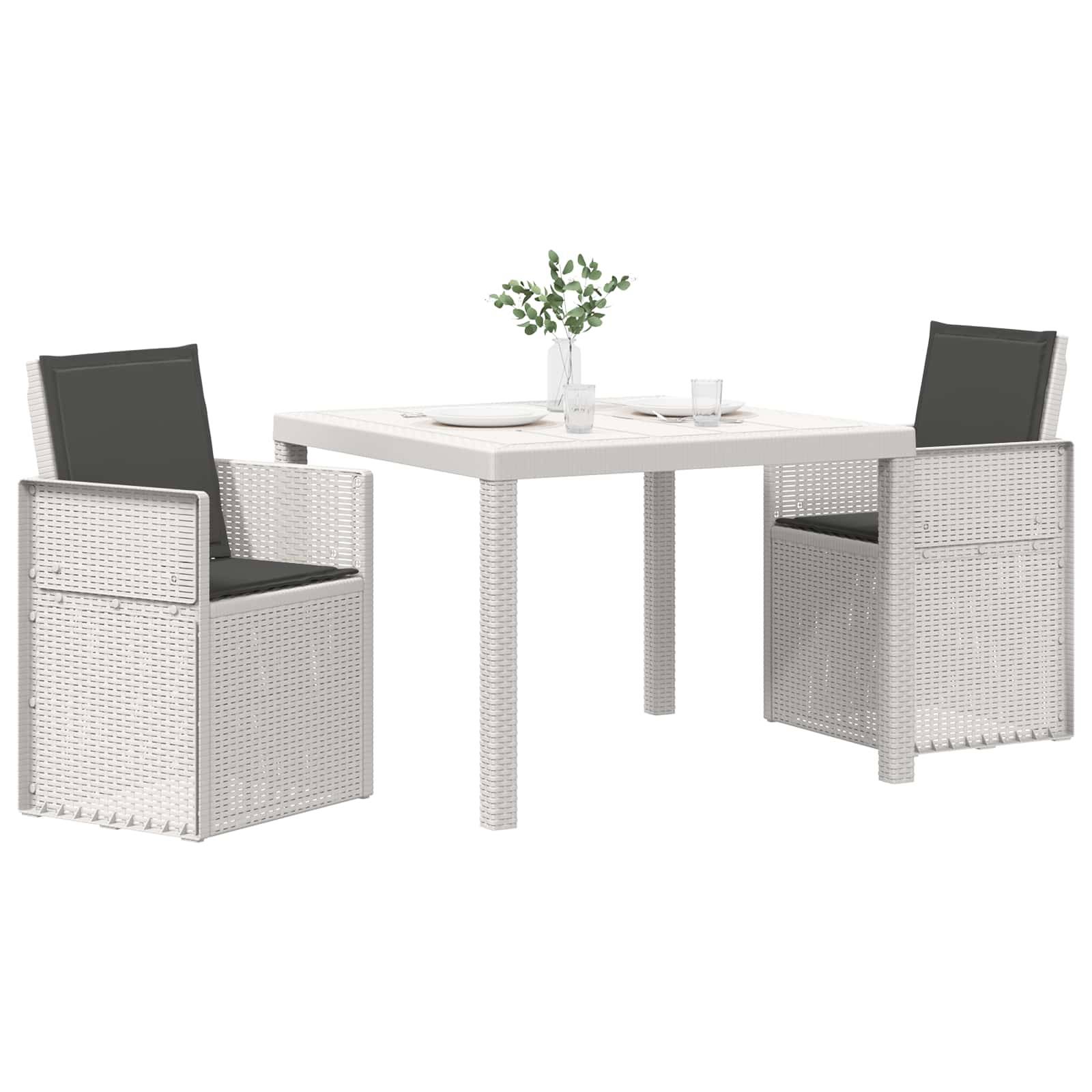 vidaXL Garten Essgruppe mit Kissen 3 pcs Weiß und Anthrazit PP