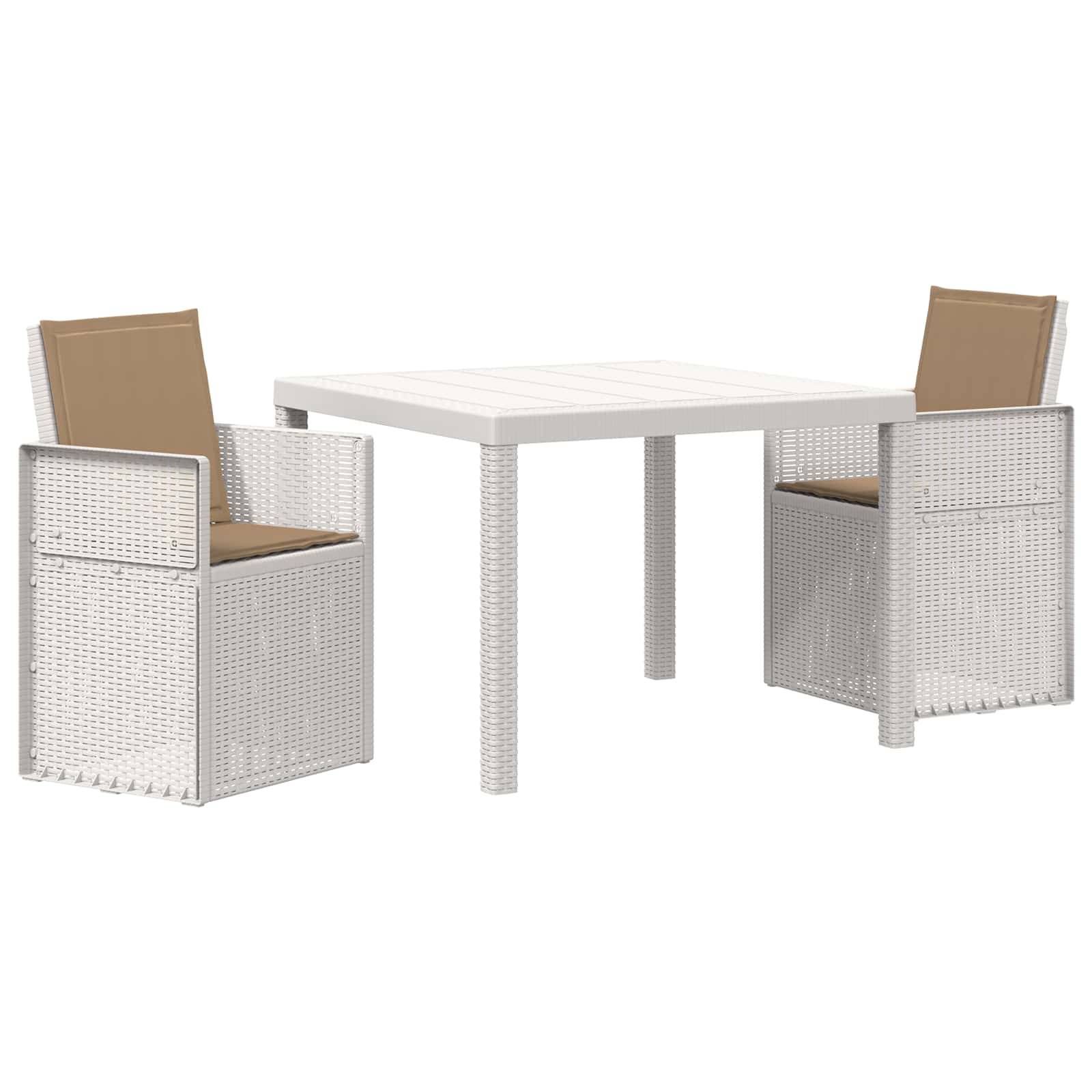 vidaXL Garten Essgruppe mit Kissen 3 pcs Weiß und Taupe PP