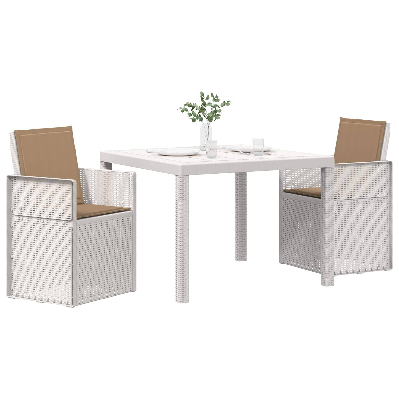 vidaXL Garten Essgruppe mit Kissen 3 pcs Weiß und Taupe PP