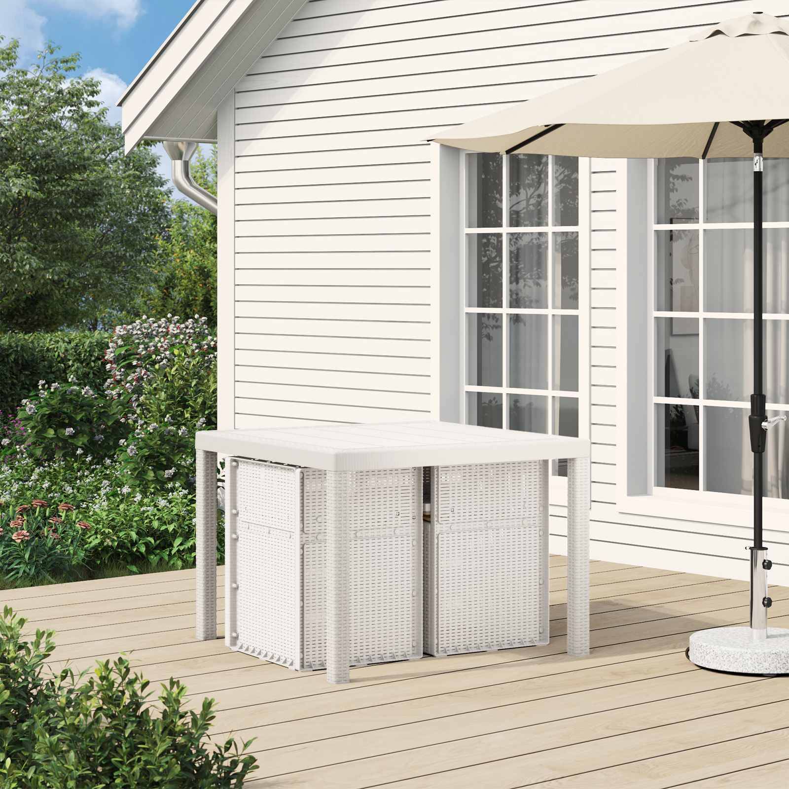vidaXL Garten Essgruppe mit Kissen 3 pcs Weiß und Taupe PP