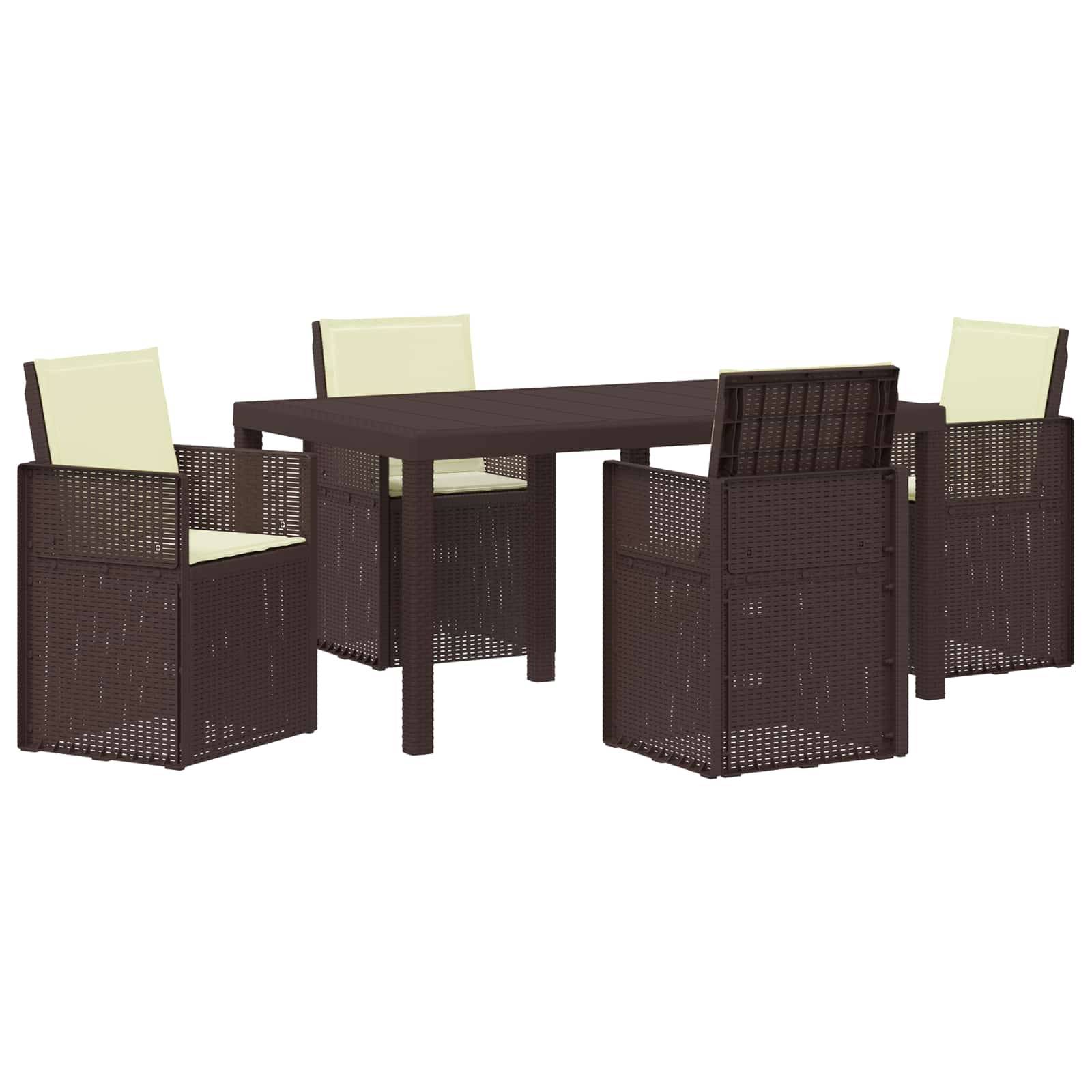 vidaXL Garten Essgruppe mit Kissen 5 pcs Braun und Creme PP