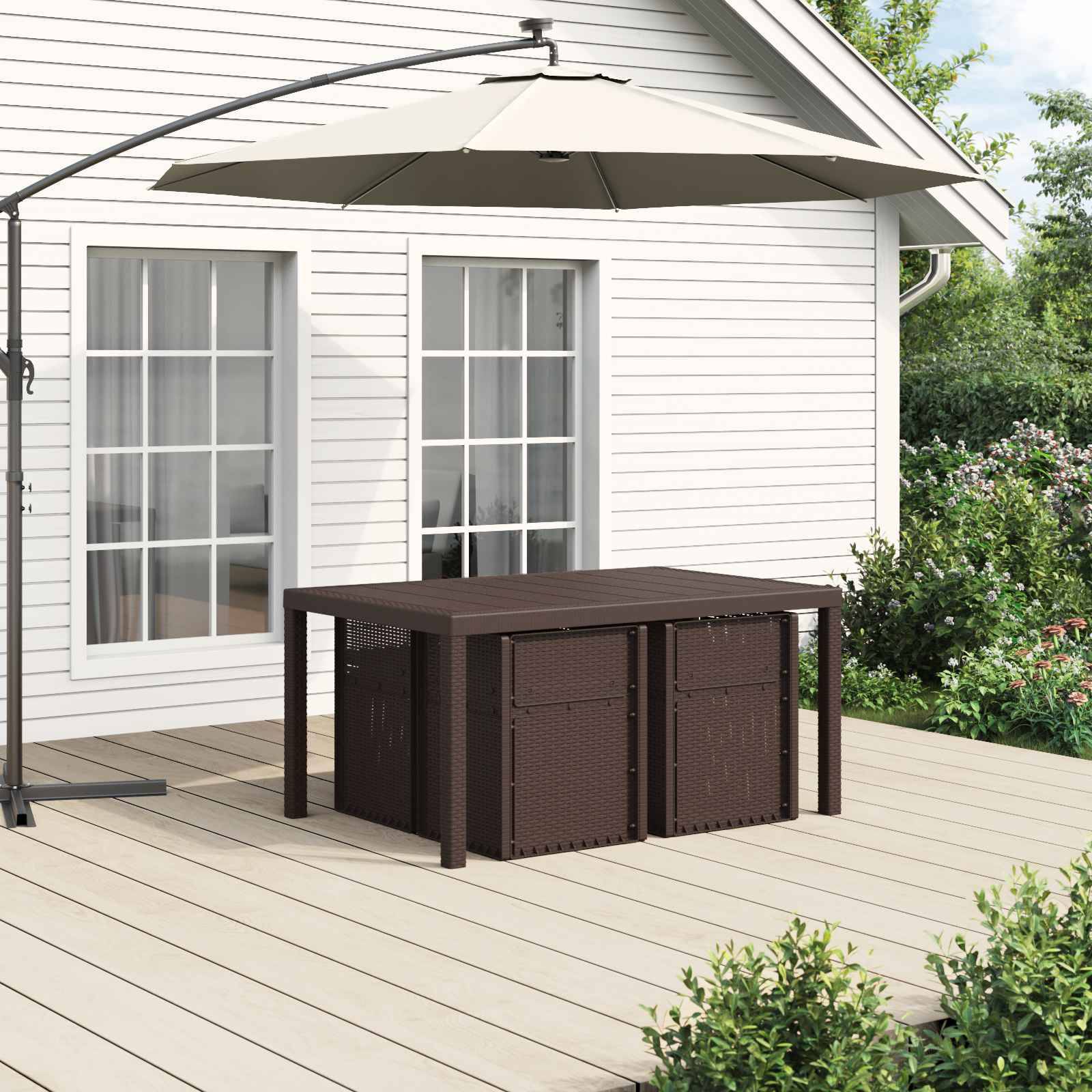vidaXL Garten Essgruppe mit Kissen 5 pcs Braun und Creme PP