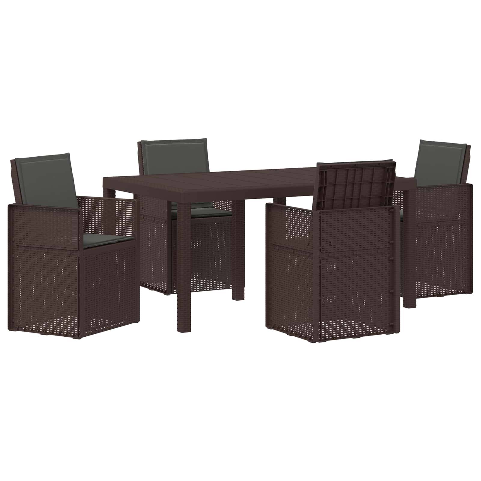 vidaXL Garten Essgruppe mit Kissen 5 pcs Braun und Anthrazit PP