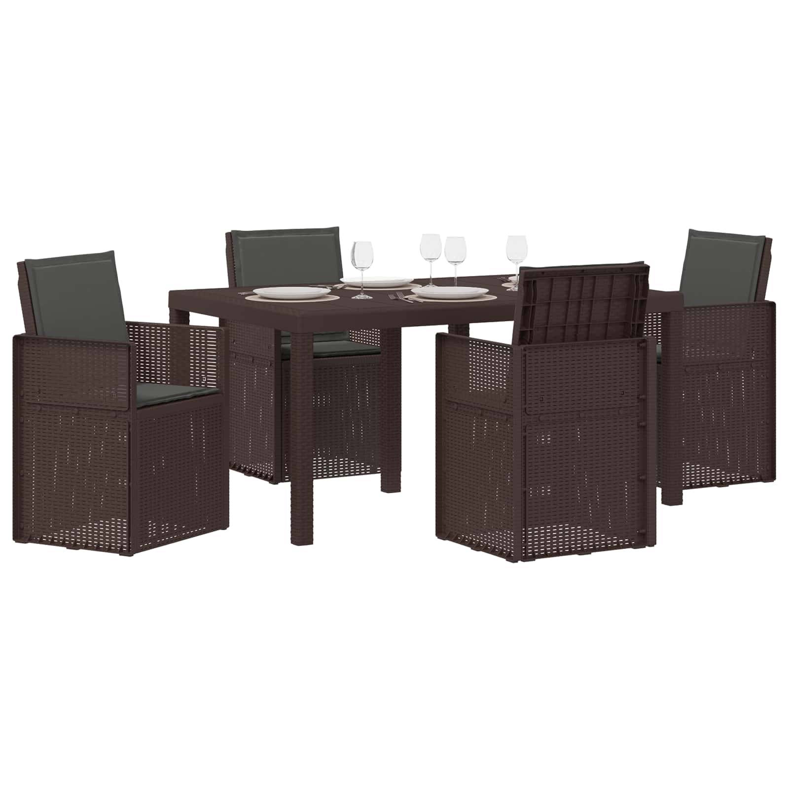 vidaXL Garten Essgruppe mit Kissen 5 pcs Braun und Anthrazit PP