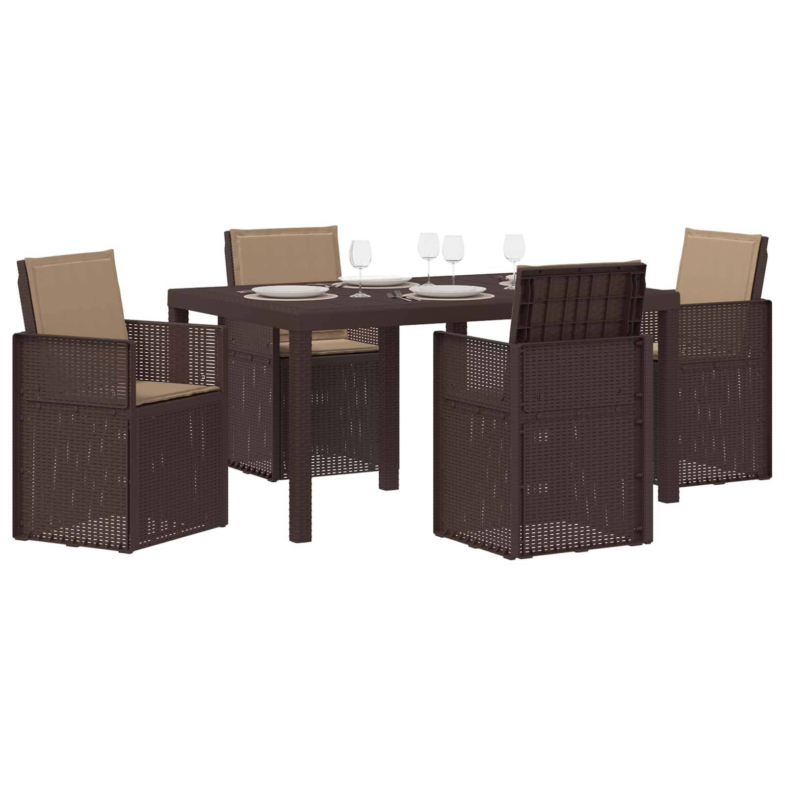 vidaXL Garten Essgruppe mit Kissen 5 pcs Braun und Taupe PP