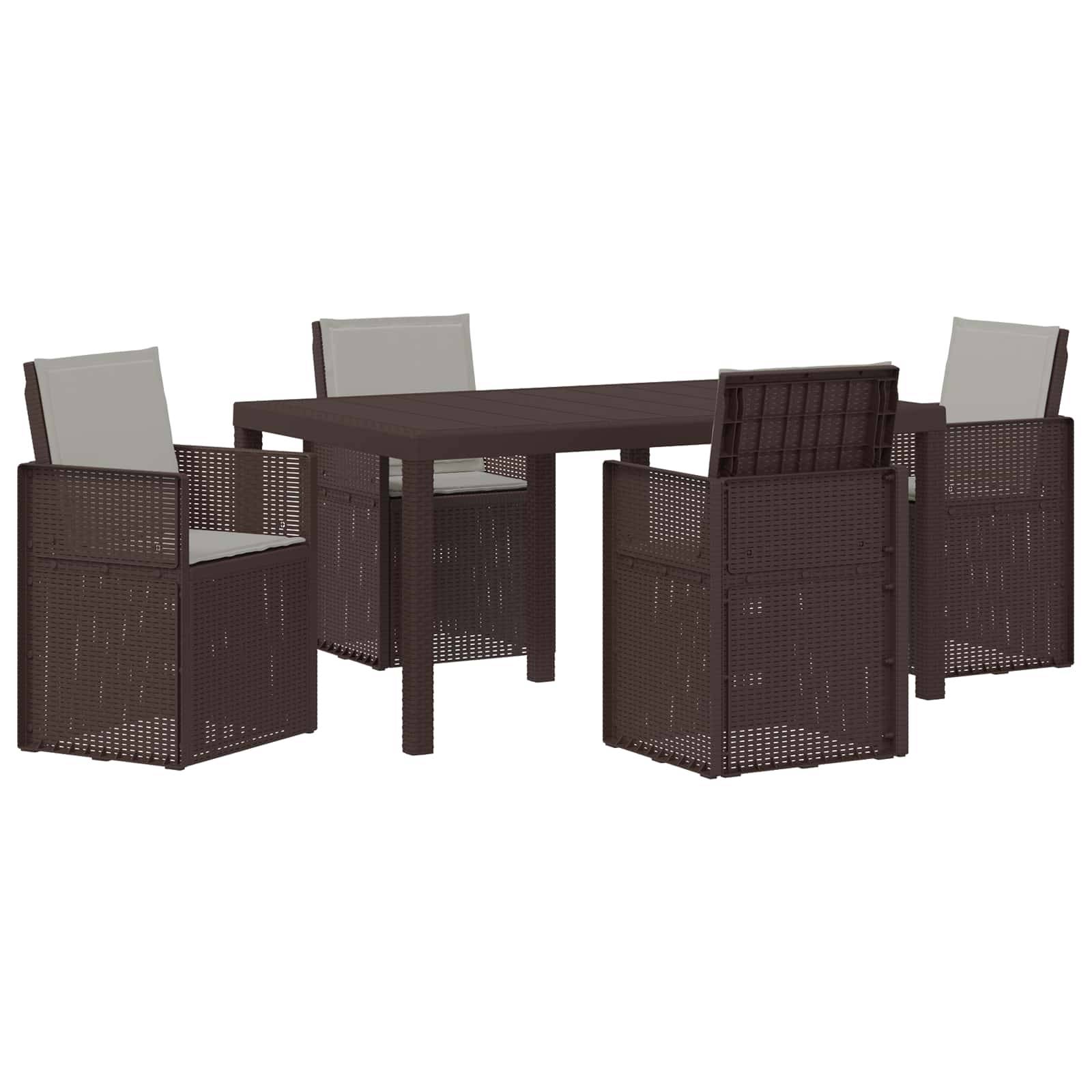 vidaXL Garten Essgruppe mit Kissen 5 pcs Braun und Hellgrau PP