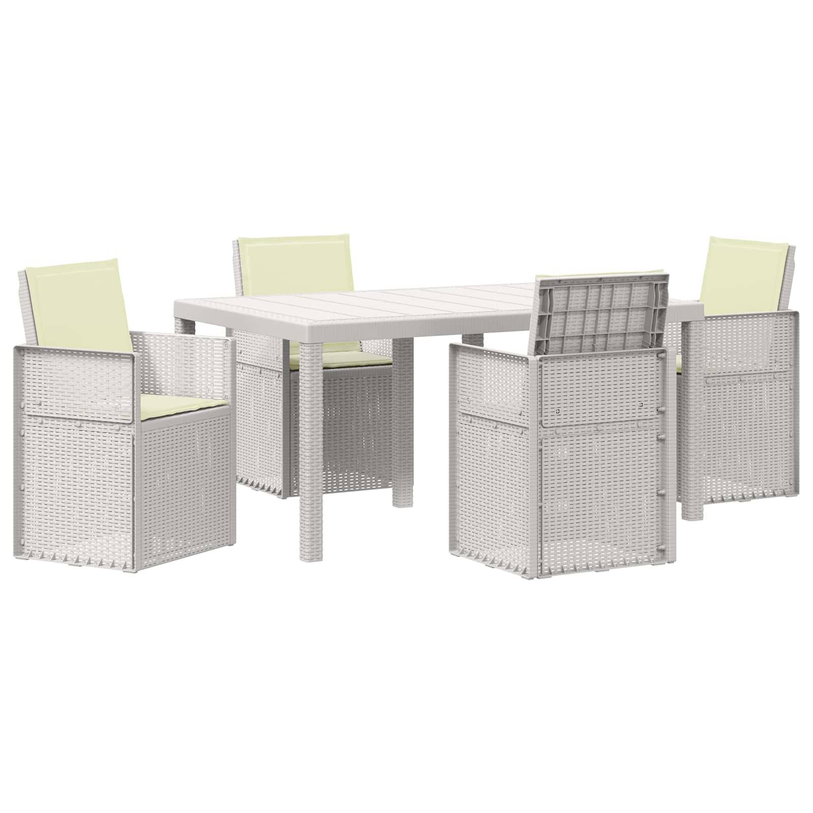 vidaXL Garten Essgruppe mit Kissen 5 pcs Weiß und Creme PP