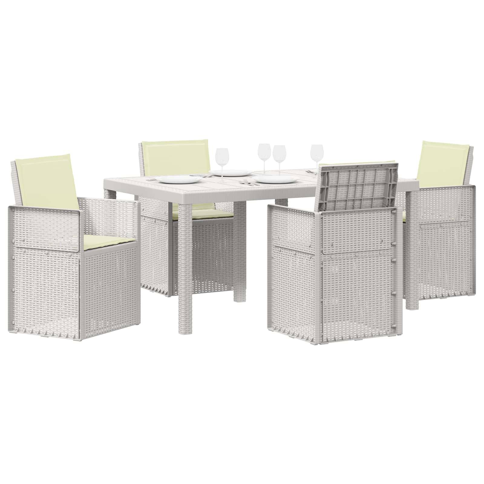 vidaXL Garten Essgruppe mit Kissen 5 pcs Weiß und Creme PP