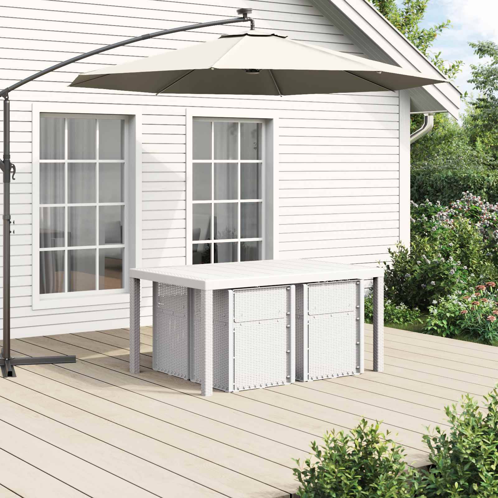 vidaXL Garten Essgruppe mit Kissen 5 pcs Weiß und Creme PP