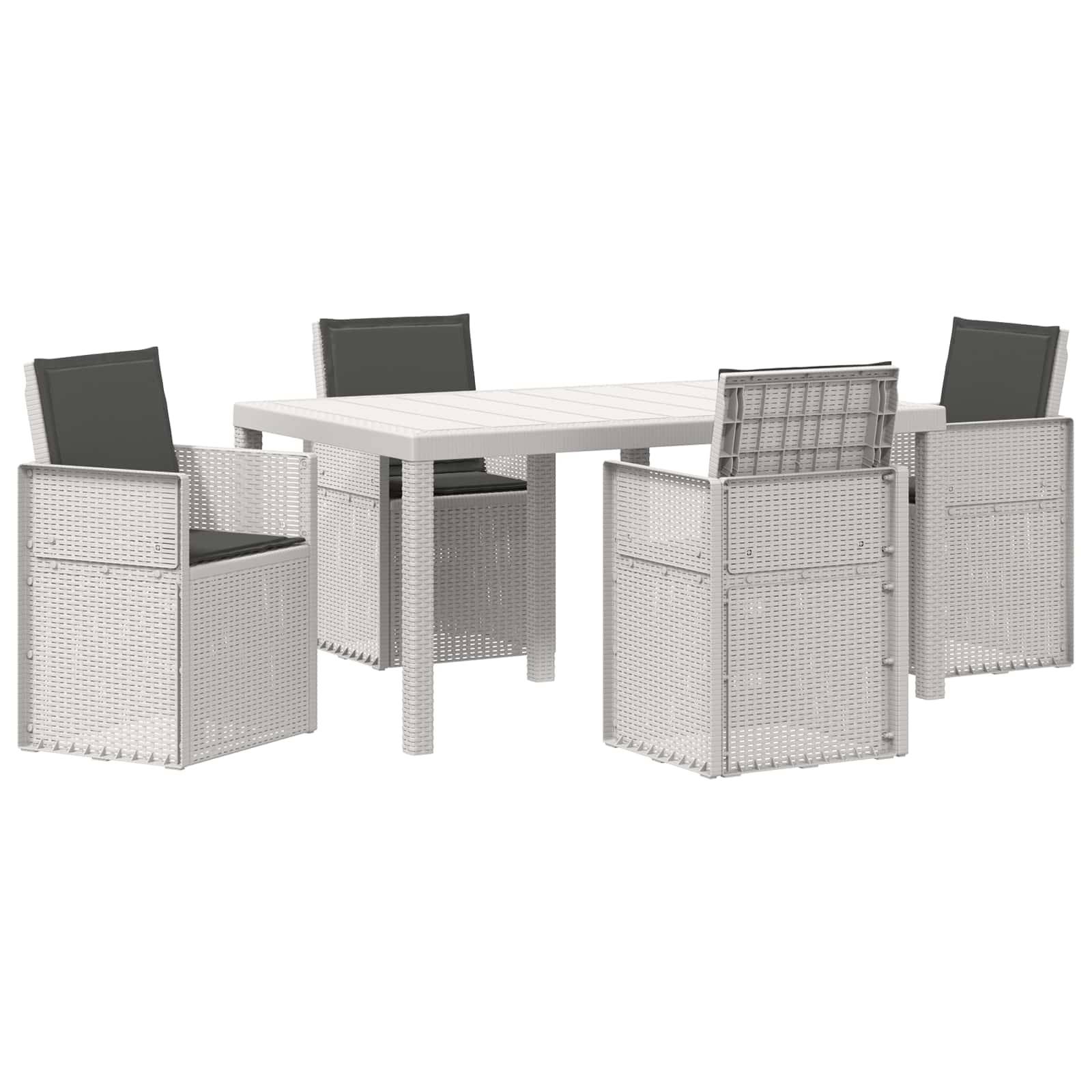 vidaXL Garten Essgruppe mit Kissen 5 pcs Weiß und Anthrazit PP