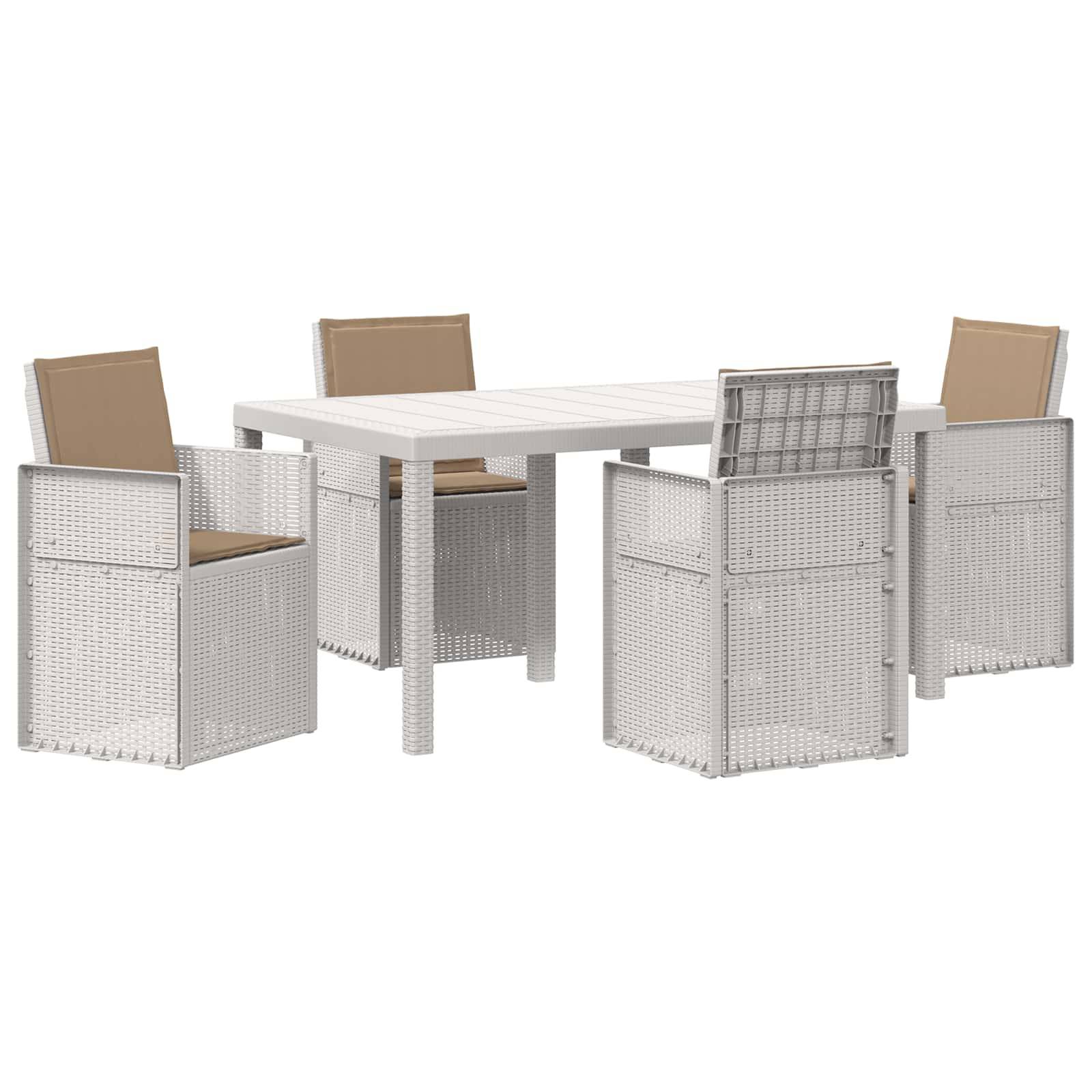 vidaXL Garten Essgruppe mit Kissen 5 pcs Weiß und Taupe PP