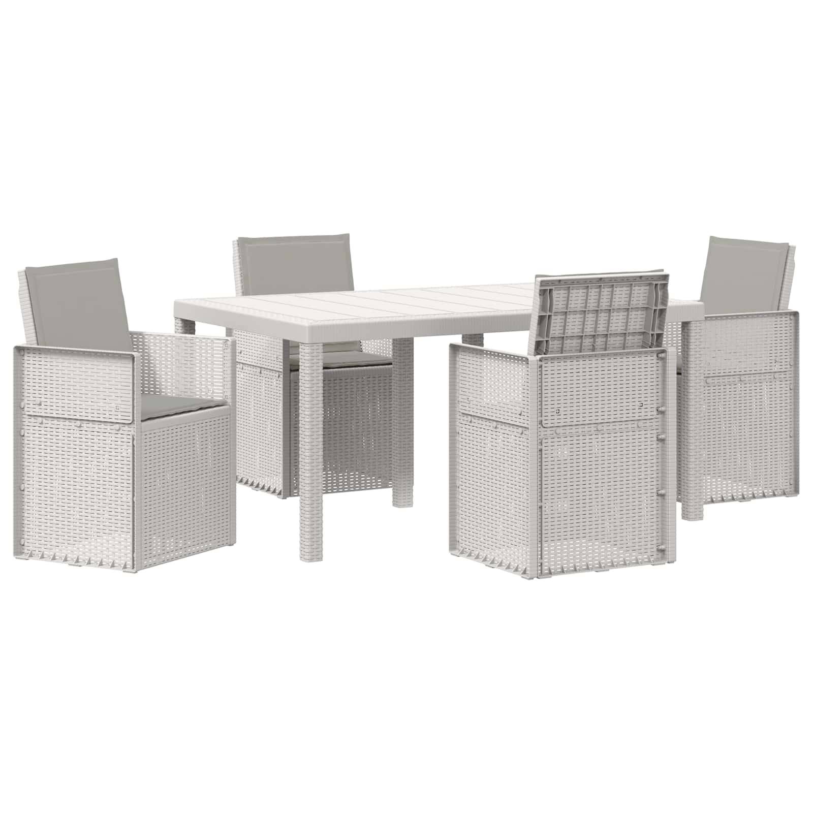 vidaXL Garten Essgruppe mit Kissen 5 pcs Weiß und Hellgrau PP