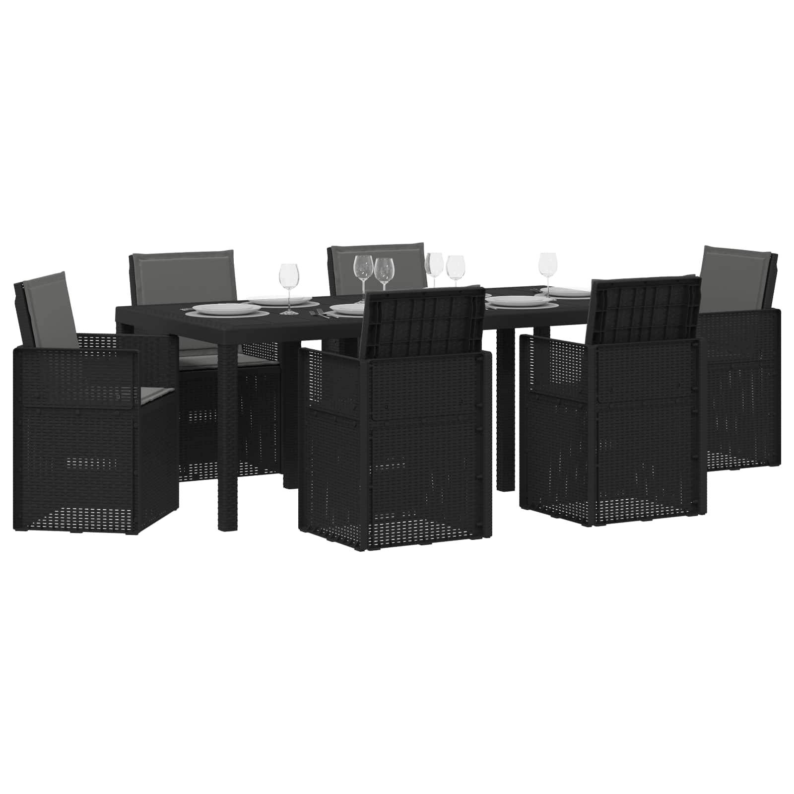 vidaXL Garten Essgruppe mit Kissen 7 pcs Anthrazit PP