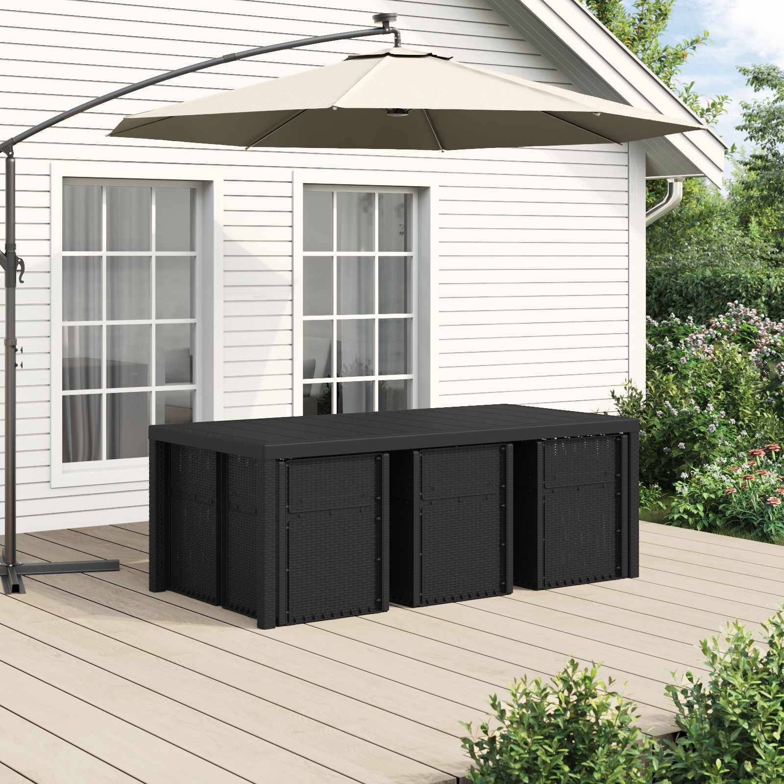 vidaXL Garten Essgruppe mit Kissen 7 pcs Anthrazit PP