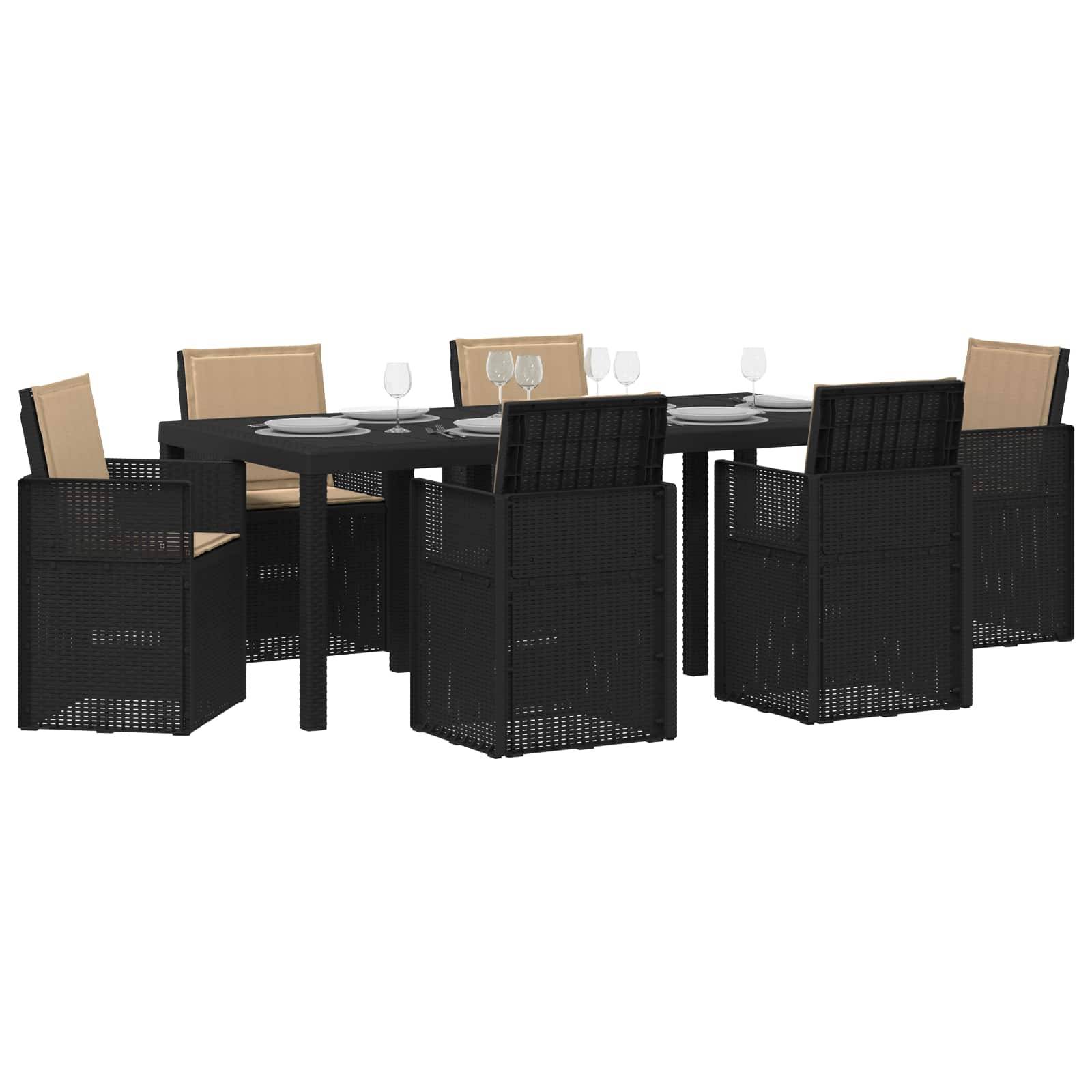 vidaXL Garten Essgruppe mit Kissen 7 pcs Anthrazit und Taupe PP