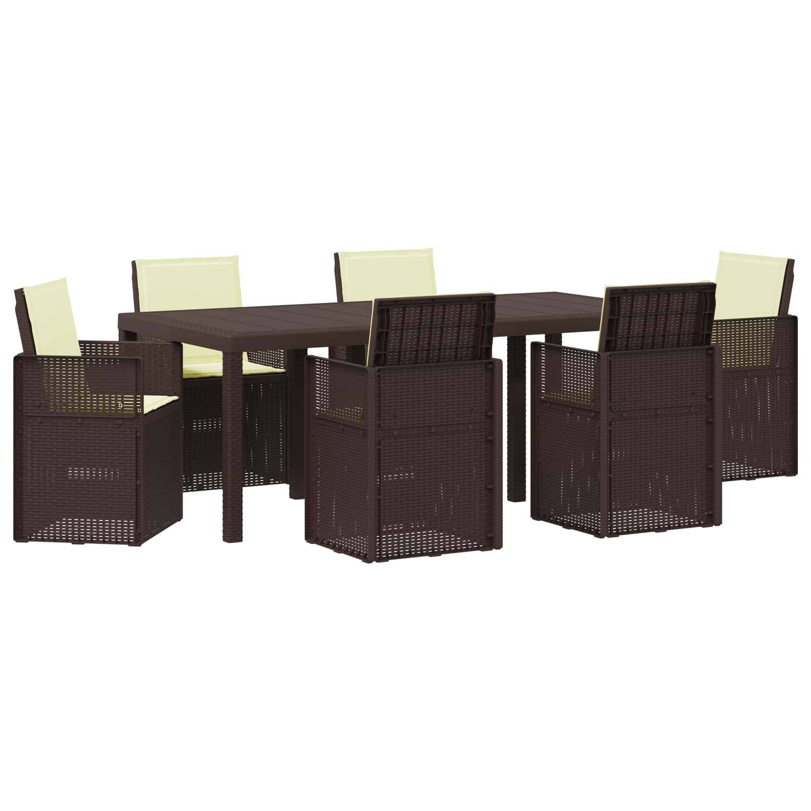 vidaXL Garten Essgruppe mit Kissen 7 pcs Braun und Creme PP
