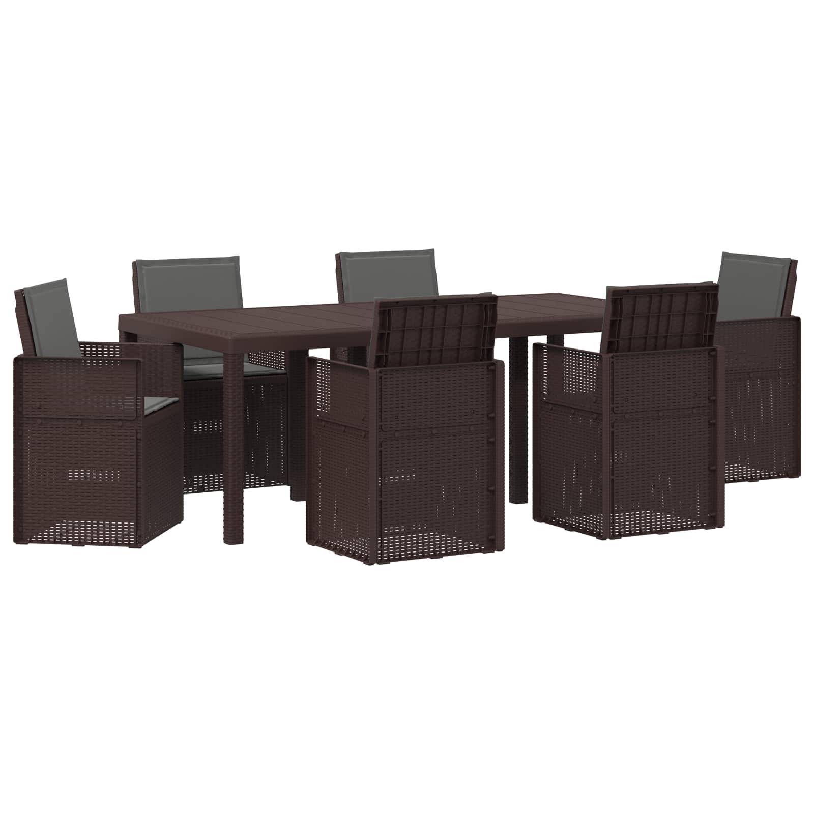 vidaXL Garten Essgruppe mit Kissen 7 pcs Braun und Anthrazit PP