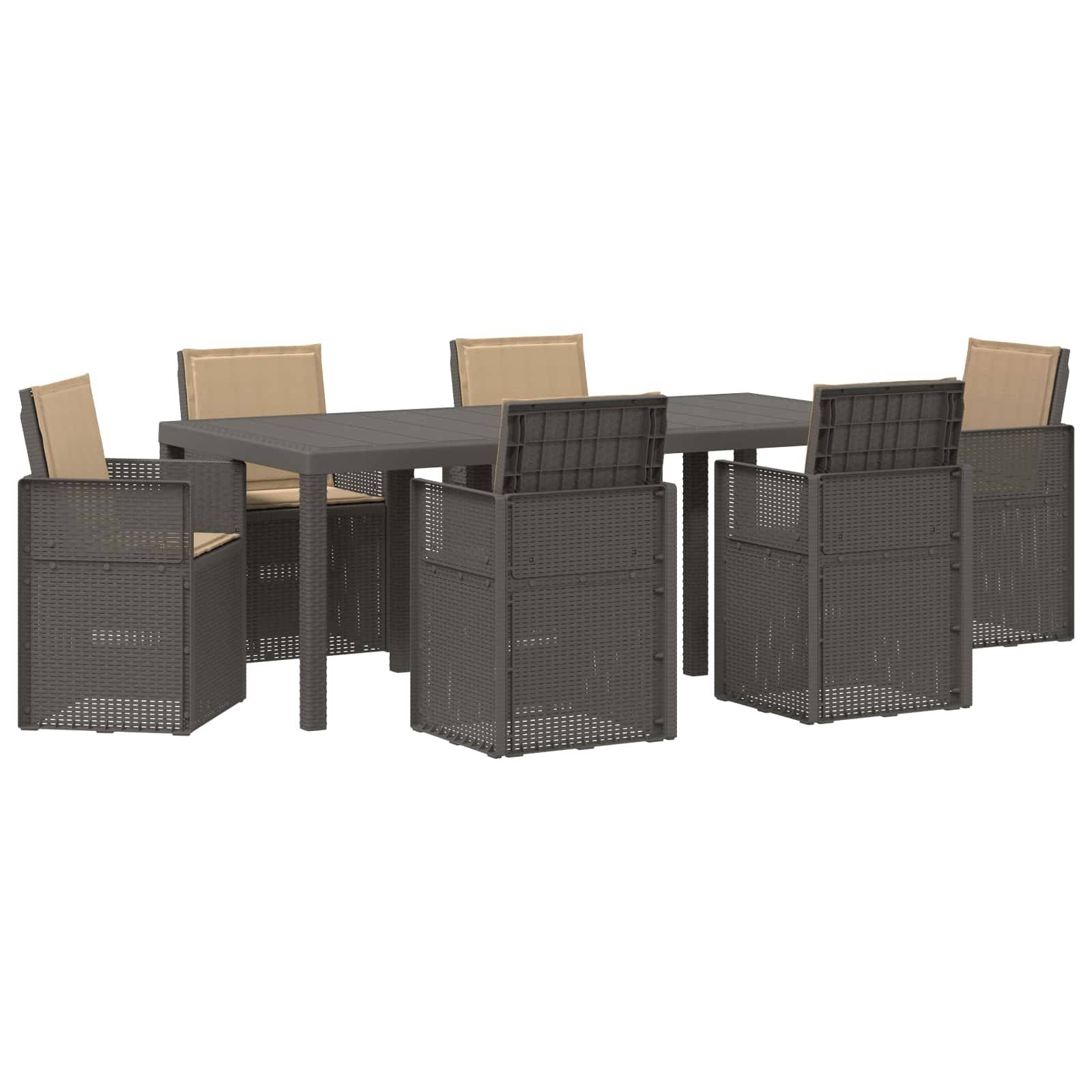 vidaXL Garten Essgruppe mit Kissen 7 pcs Hellgrau und Taupe PP