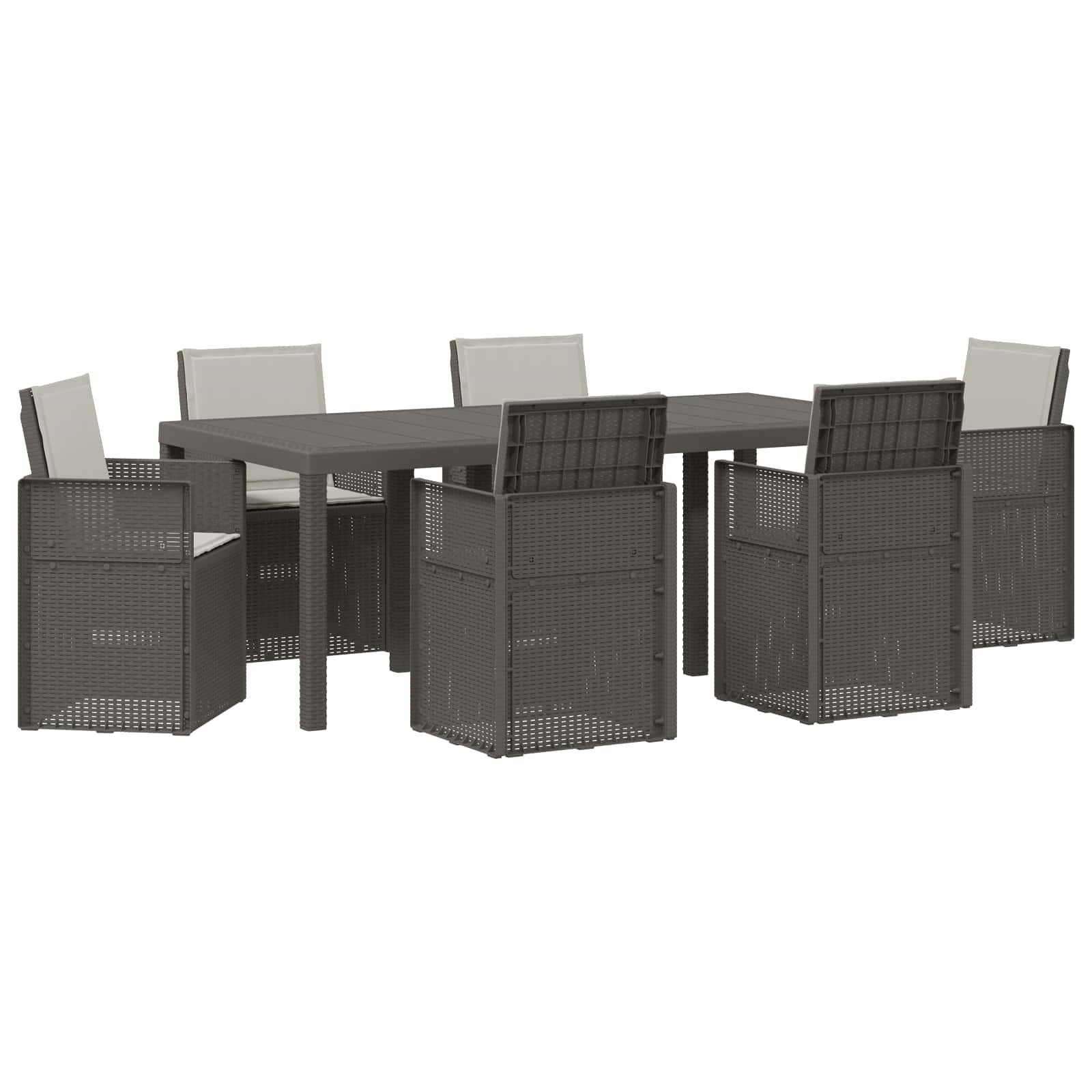 vidaXL Garten Essgruppe mit Kissen 7 pcs Hellgrau PP