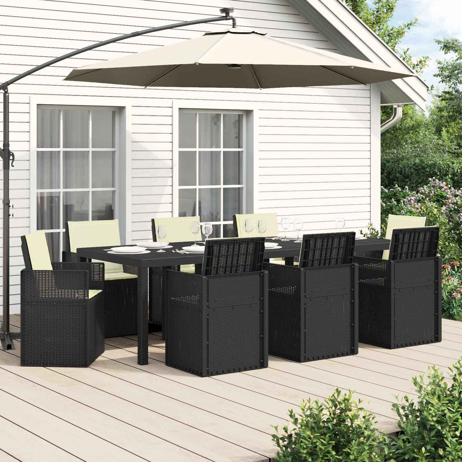 vidaXL Garten Essgruppe mit Kissen 9 pcs Anthrazit und Creme PP