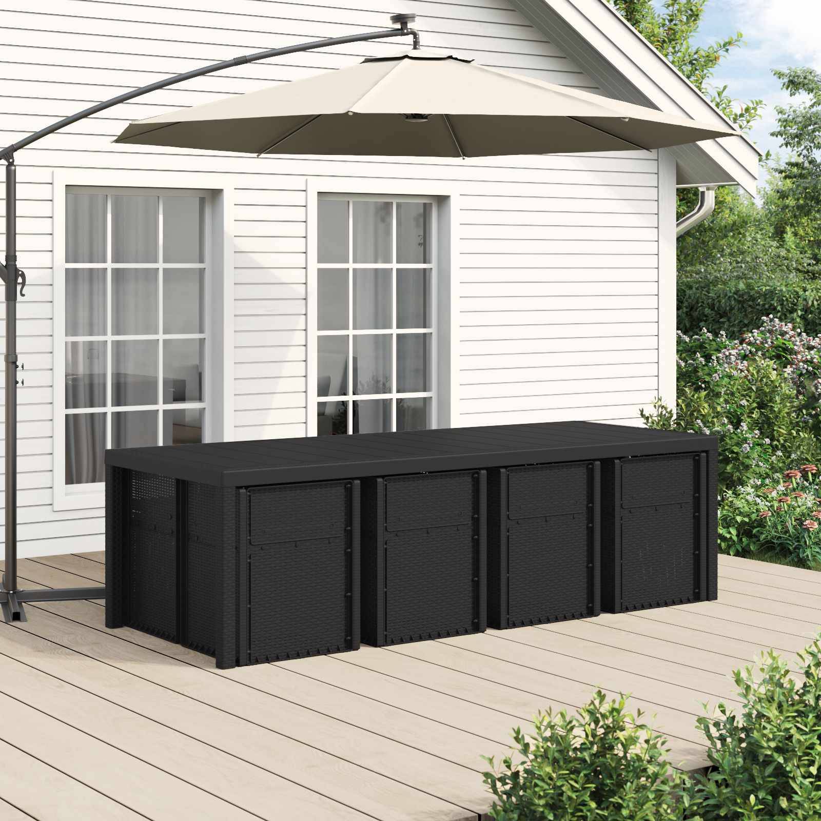 vidaXL Garten Essgruppe mit Kissen 9 pcs Anthrazit und Creme PP