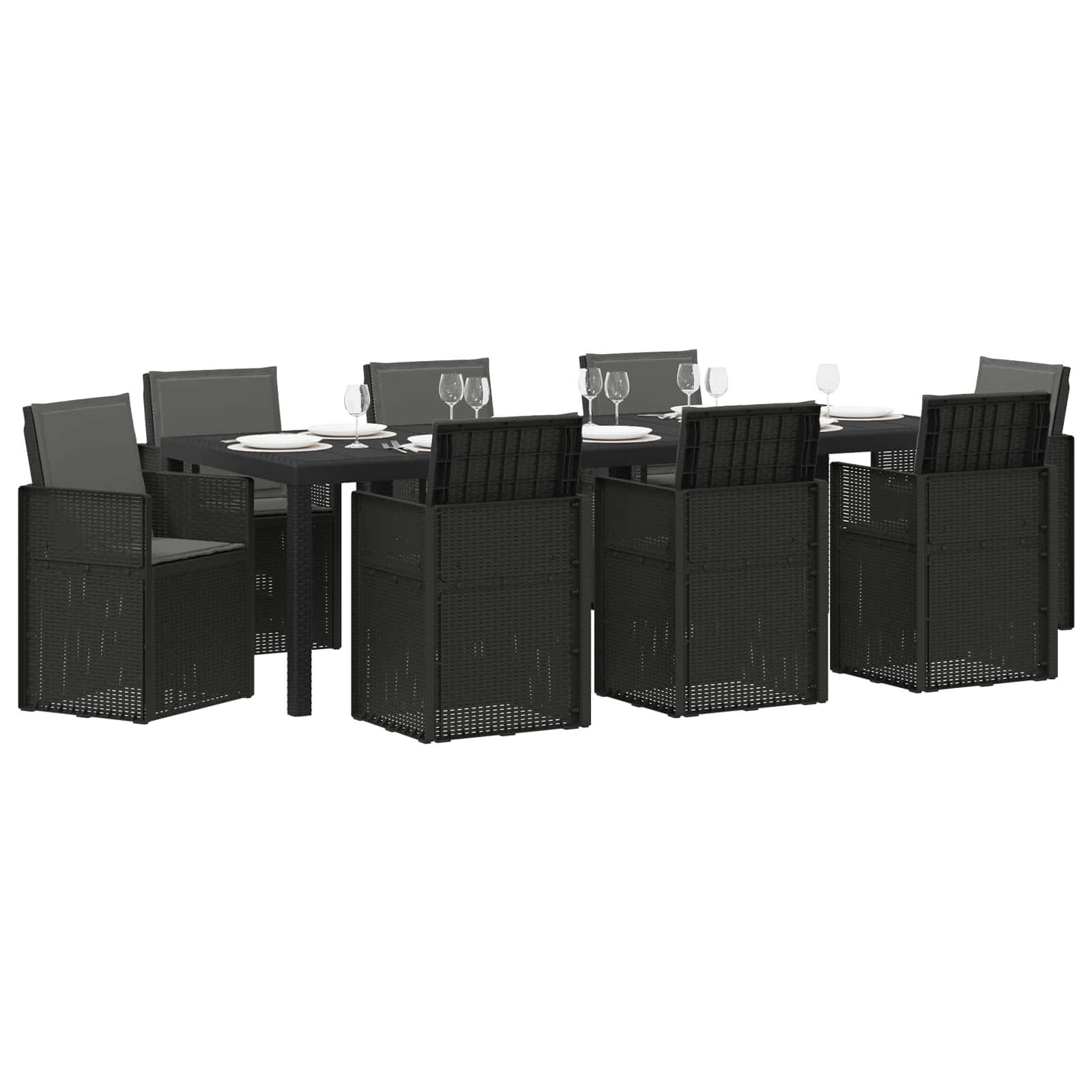 vidaXL Garten Essgruppe mit Kissen 9 pcs Anthrazit PP
