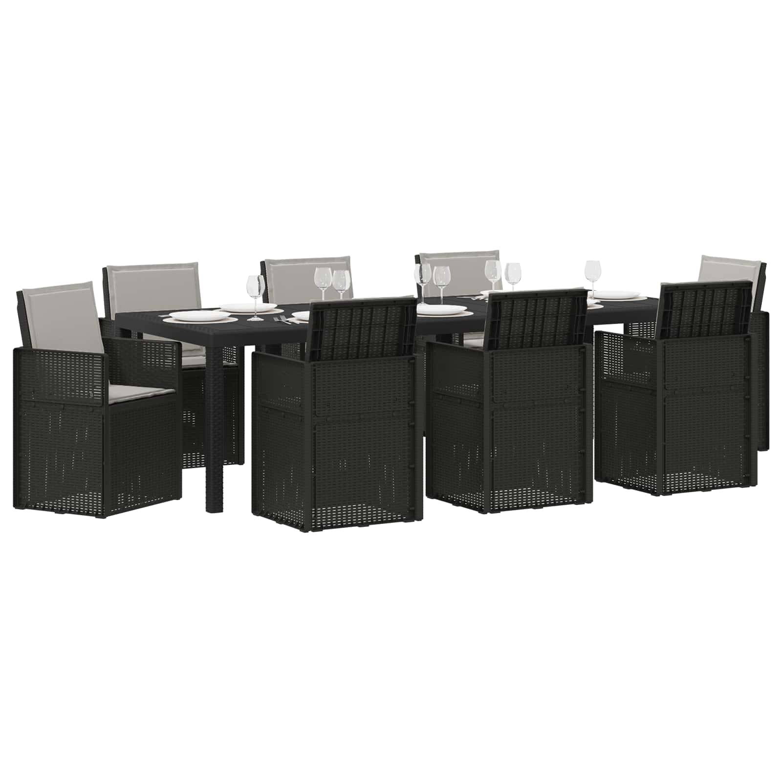 vidaXL Garten Essgruppe mit Kissen 9 pcs Anthrazit und Hellgrau PP