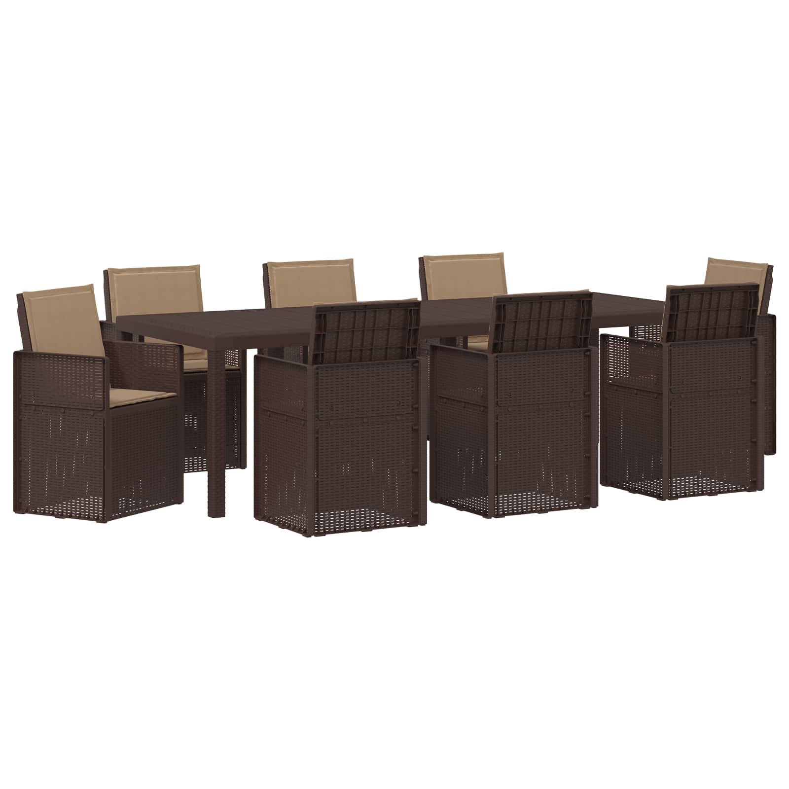 vidaXL Garten Essgruppe mit Kissen 9 pcs Braun und Taupe PP