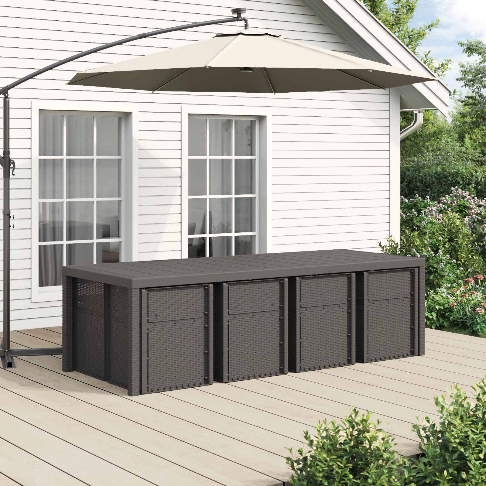 vidaXL Garten Essgruppe mit Kissen 9 pcs Hellgrau und Creme PP
