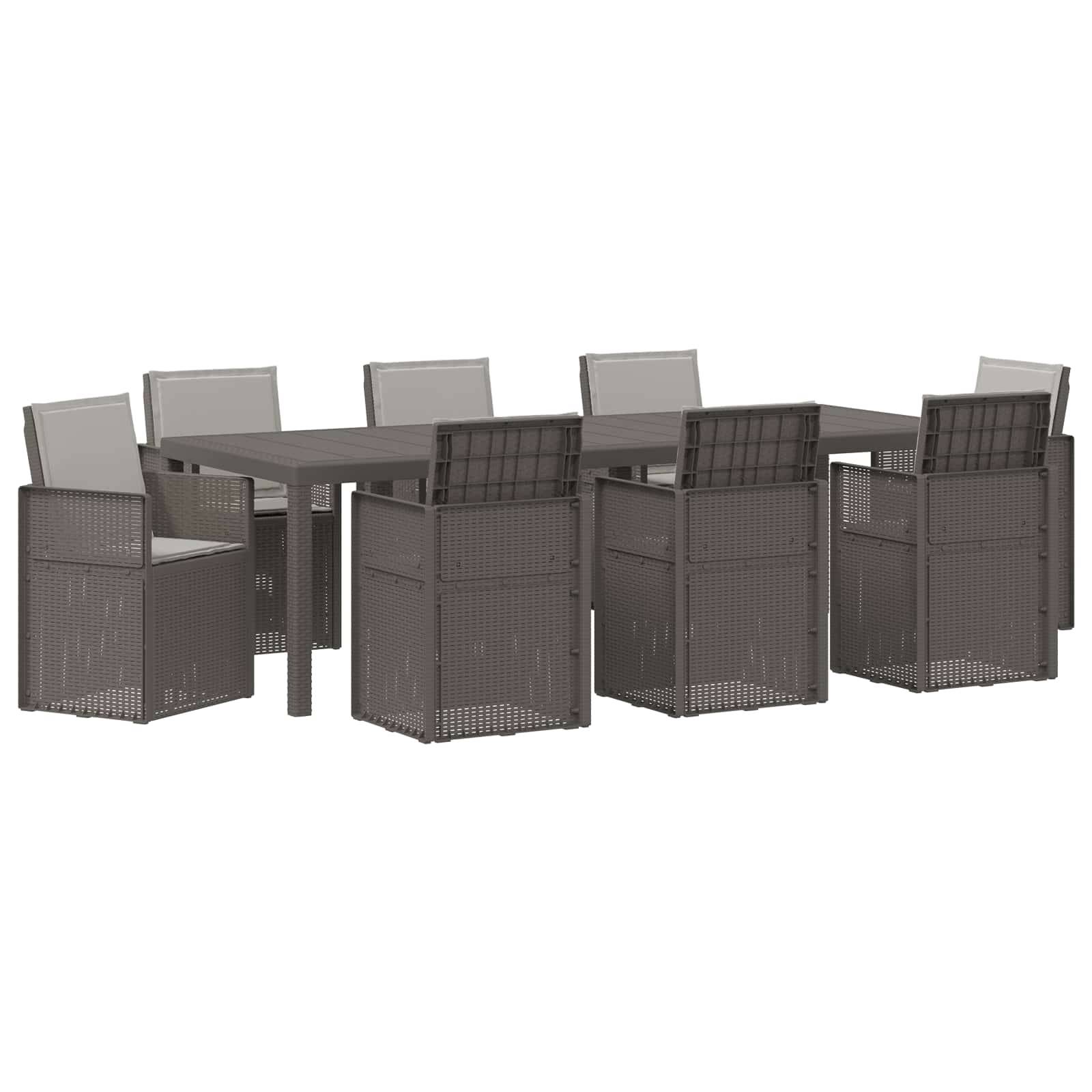 vidaXL Garten Essgruppe mit Kissen 9 pcs Hellgrau PP