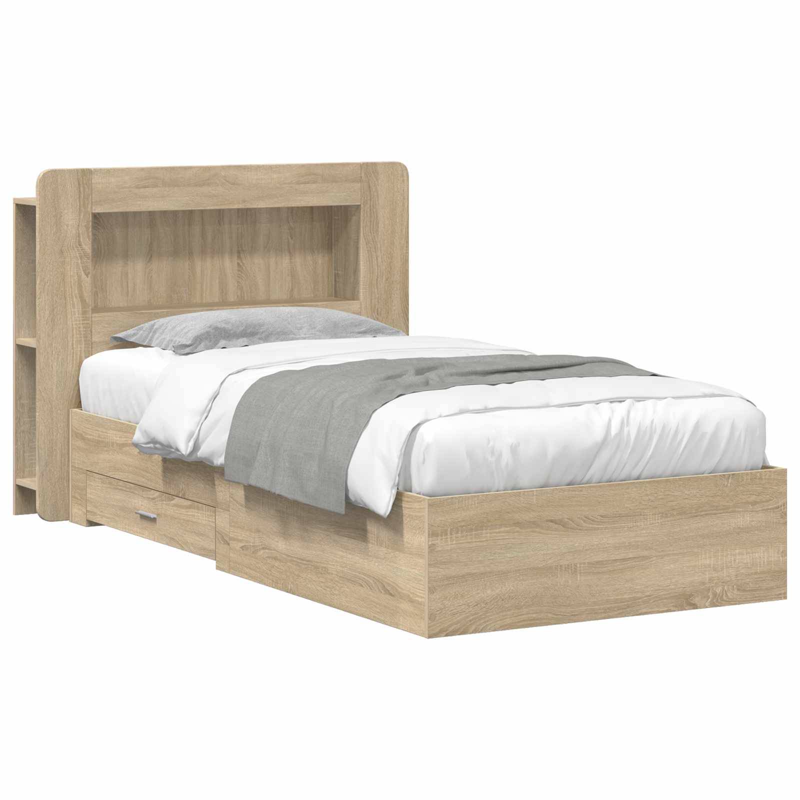 vidaXL Bettgestell mit Stauraum Sonoma-Eiche 90 x 190 cm Holzwerkstoff