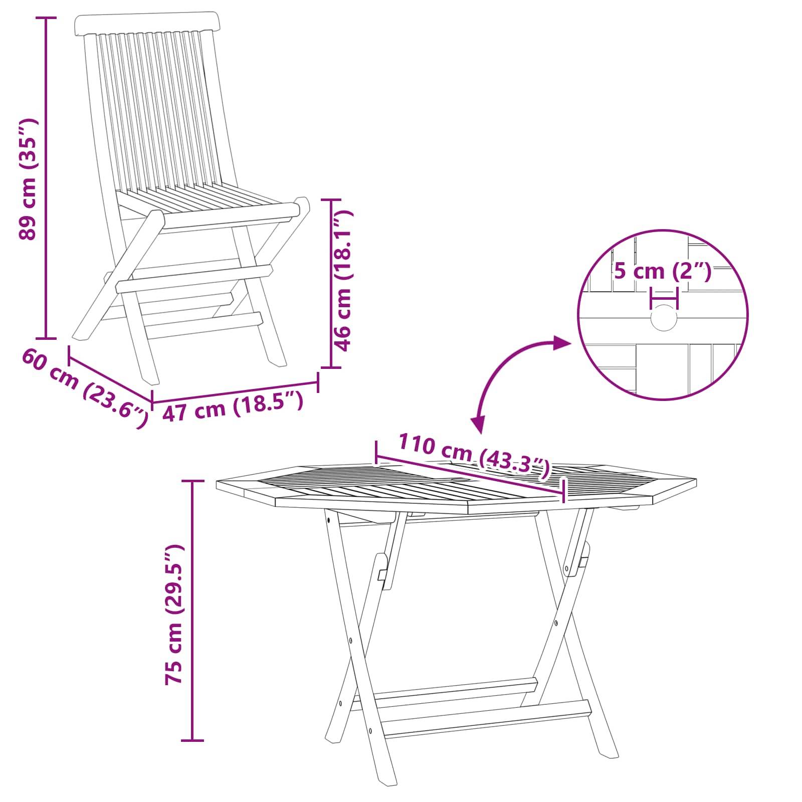 vidaXL Garten Bistro Set 3 pcs Braun Massivholz Teak