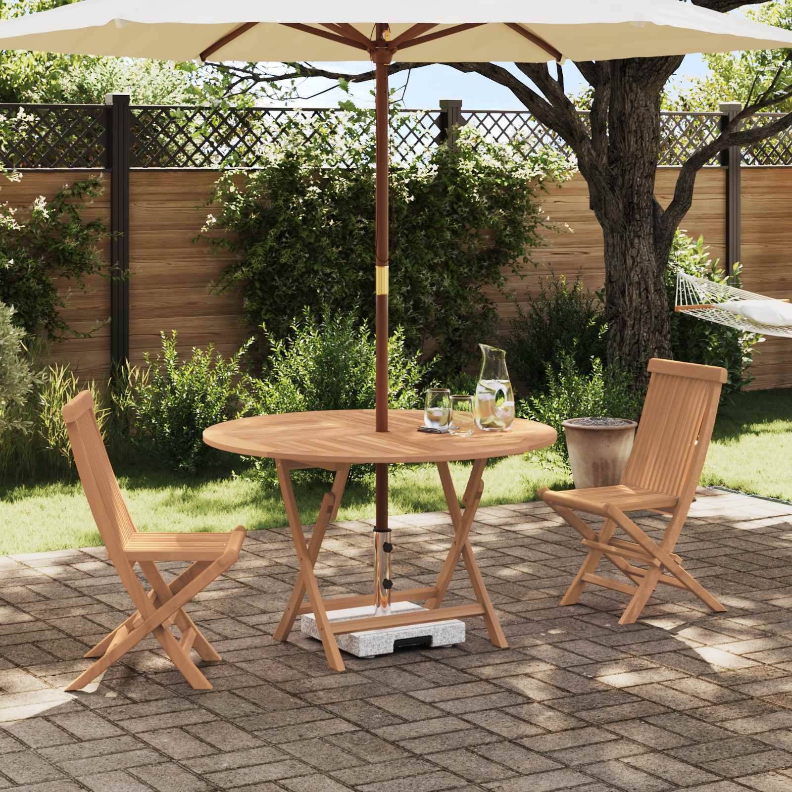 vidaXL Garten Bistro Set 3 pcs Natur Massivholz Teak