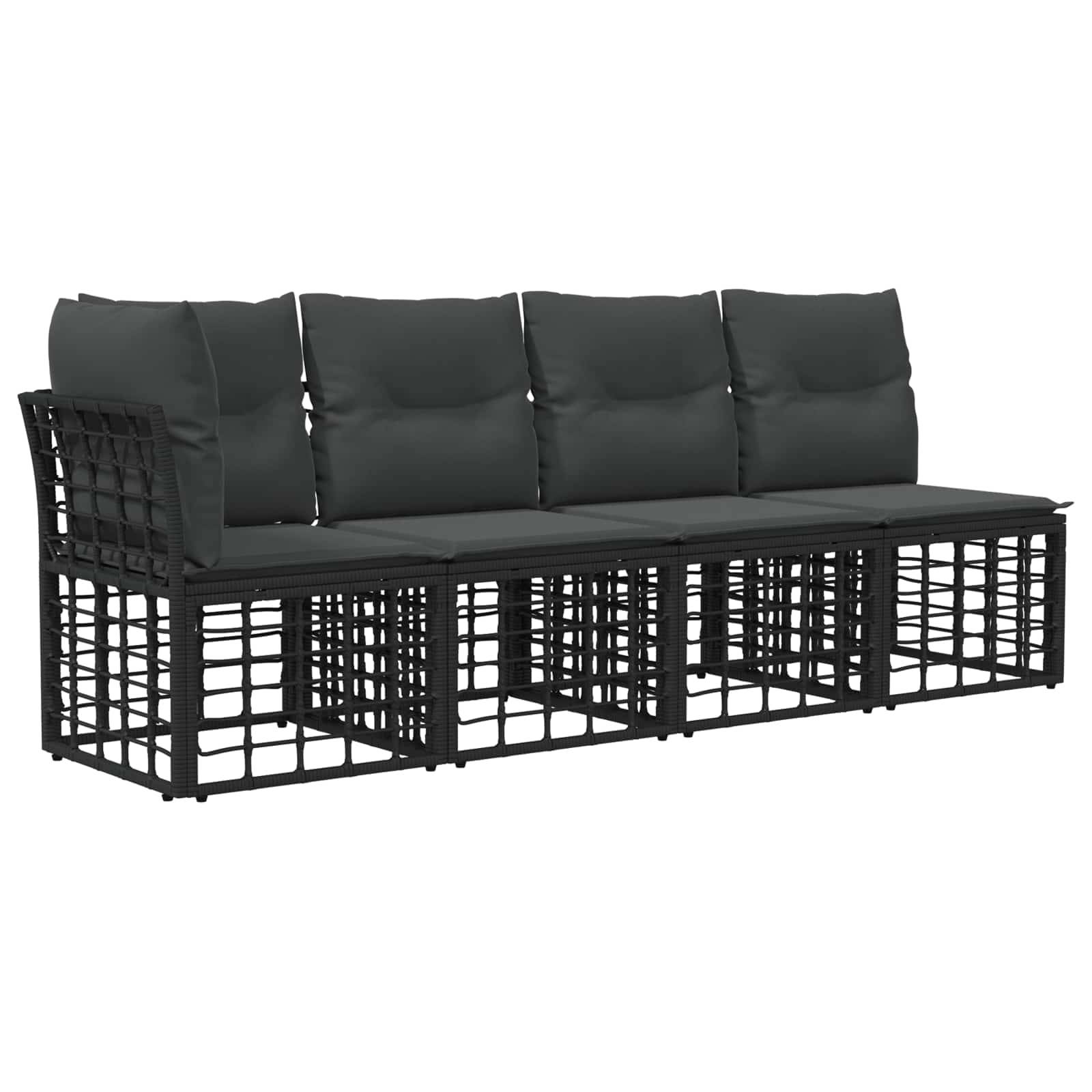 vidaXL Outdoor-Sofagarnitur 6 pcs Schwarz und Dunkelgrau Polyester